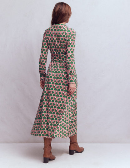 Marcia Jersey Shirt Dress-Hunter Green, Heart Link-3