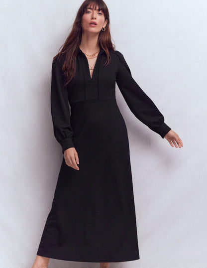 Pip Zip-Up Ponte Midi Dress-Black-1