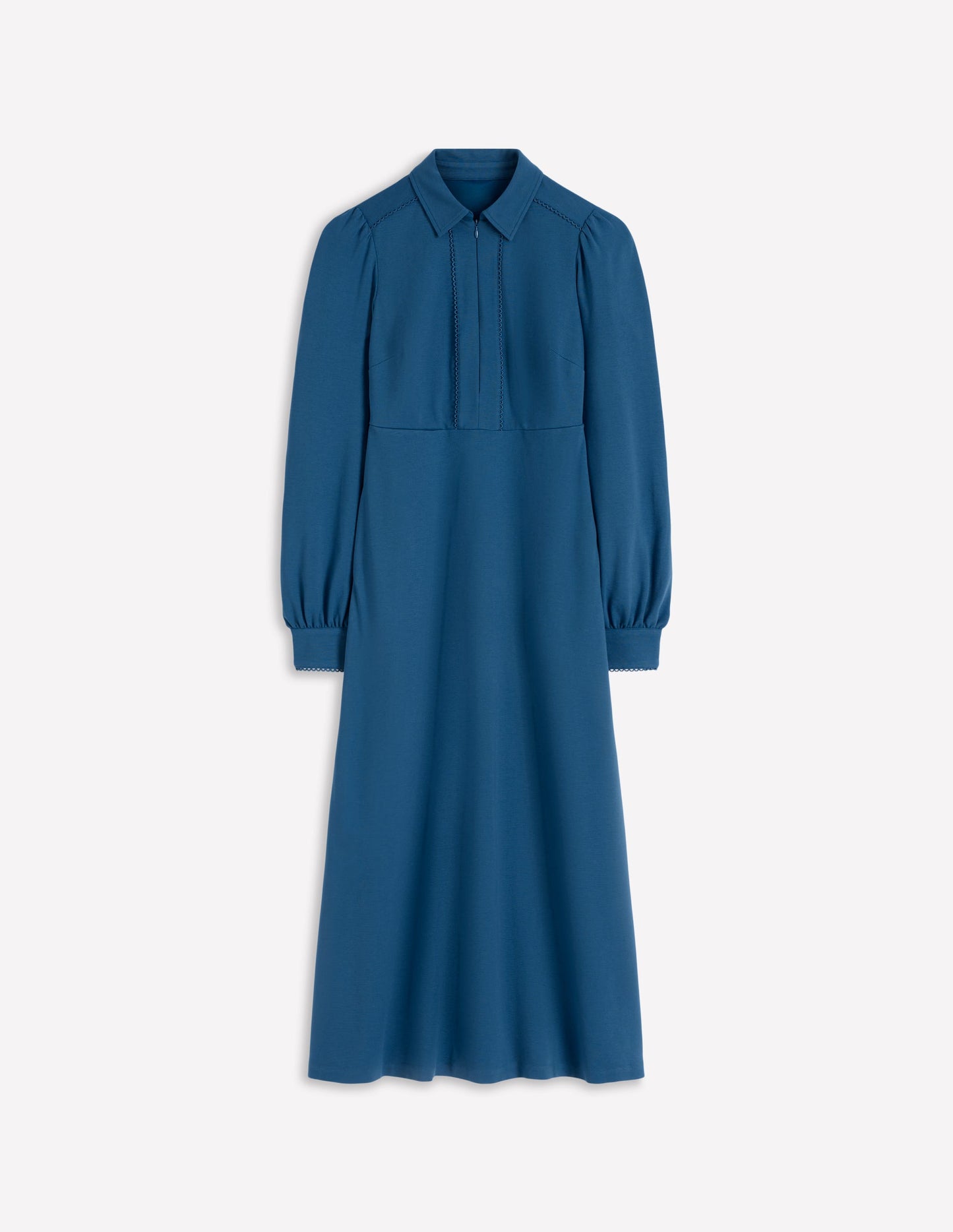 Pip Zip-Up Ponte Midi Dress-Tourmaline Blue