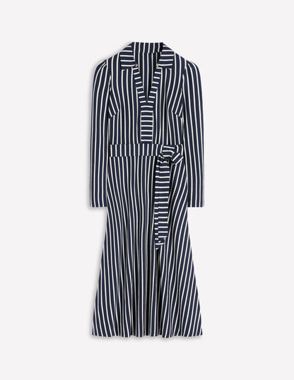 Imogen Collared Jersey Dress-French Navy and Ivory Stripe-5