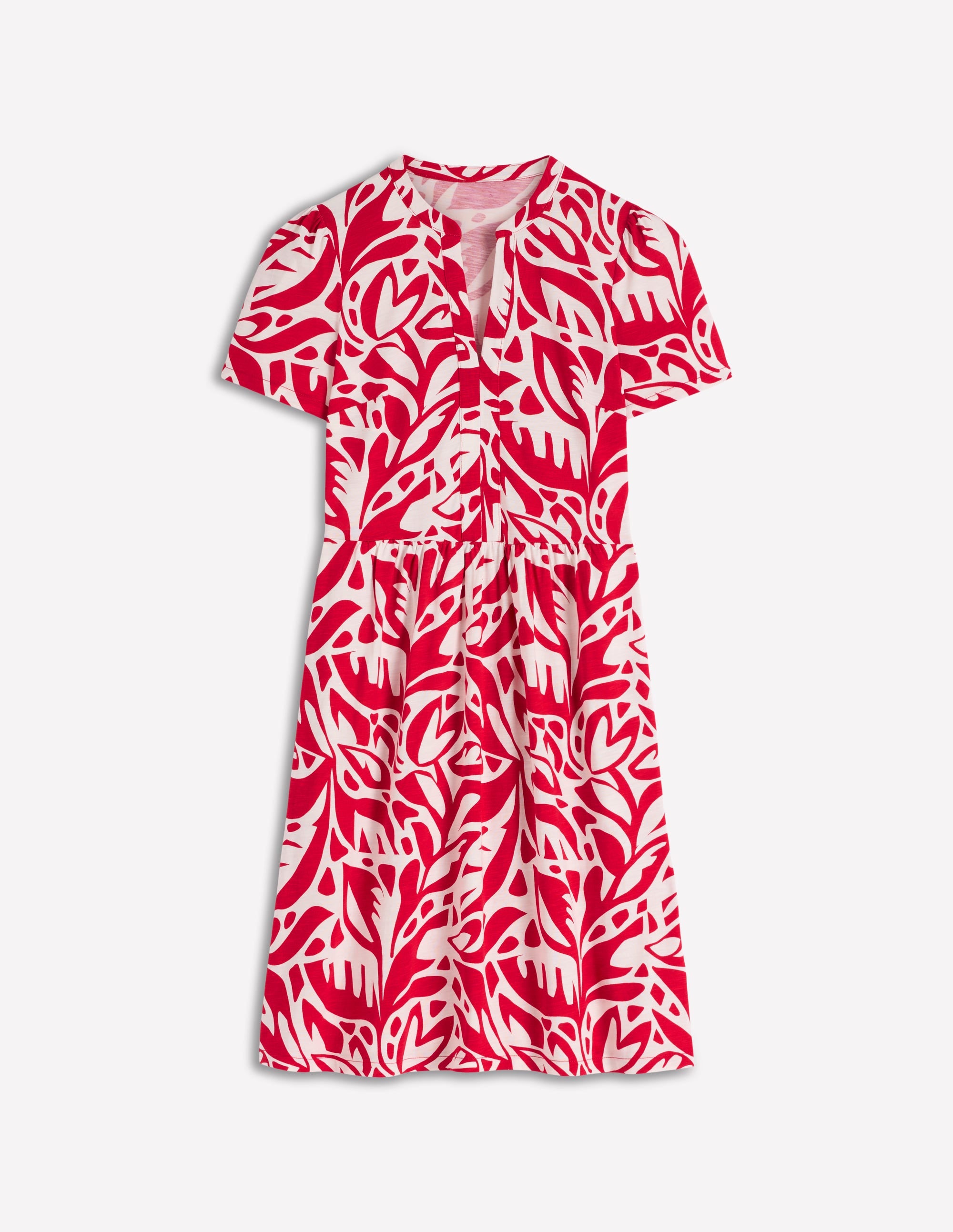 Naomi Short Sleeve Dress-Merida Red, Leafy Cascade Mono - Image 5