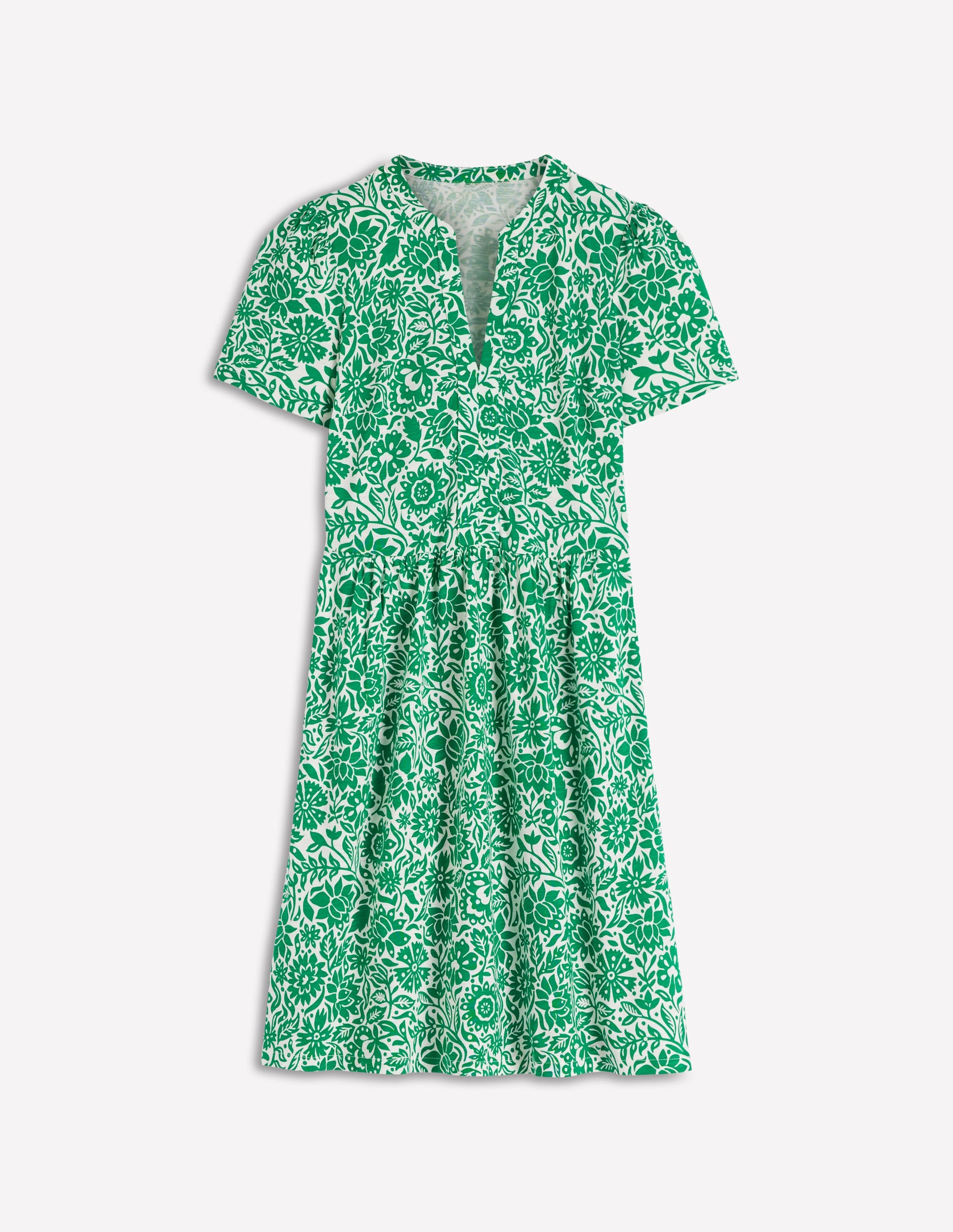Naomi Short Sleeve Dress-Fresh Green, Meadow Scatter - Image 6