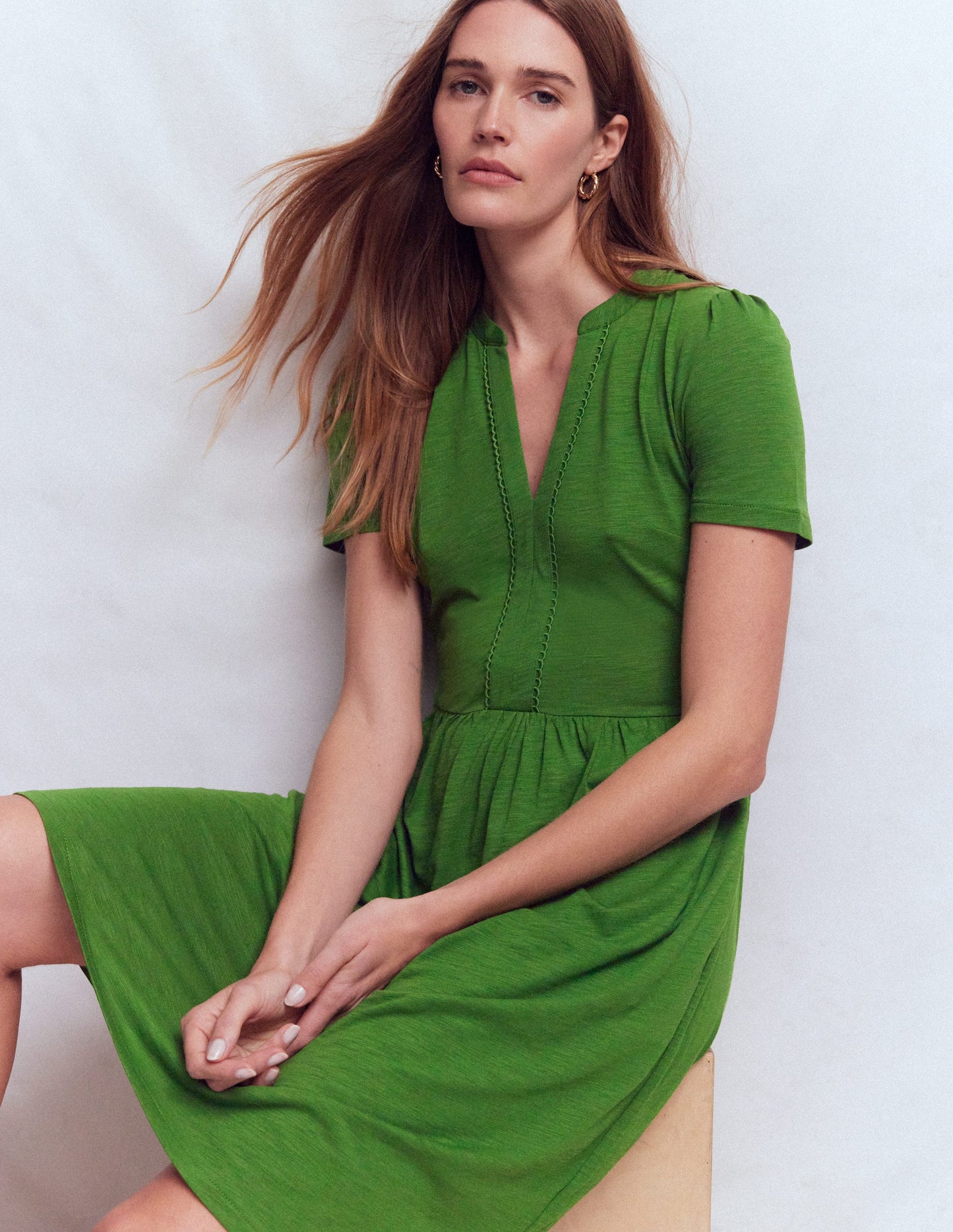 Naomi Short Jersey Dress-Promenade Green