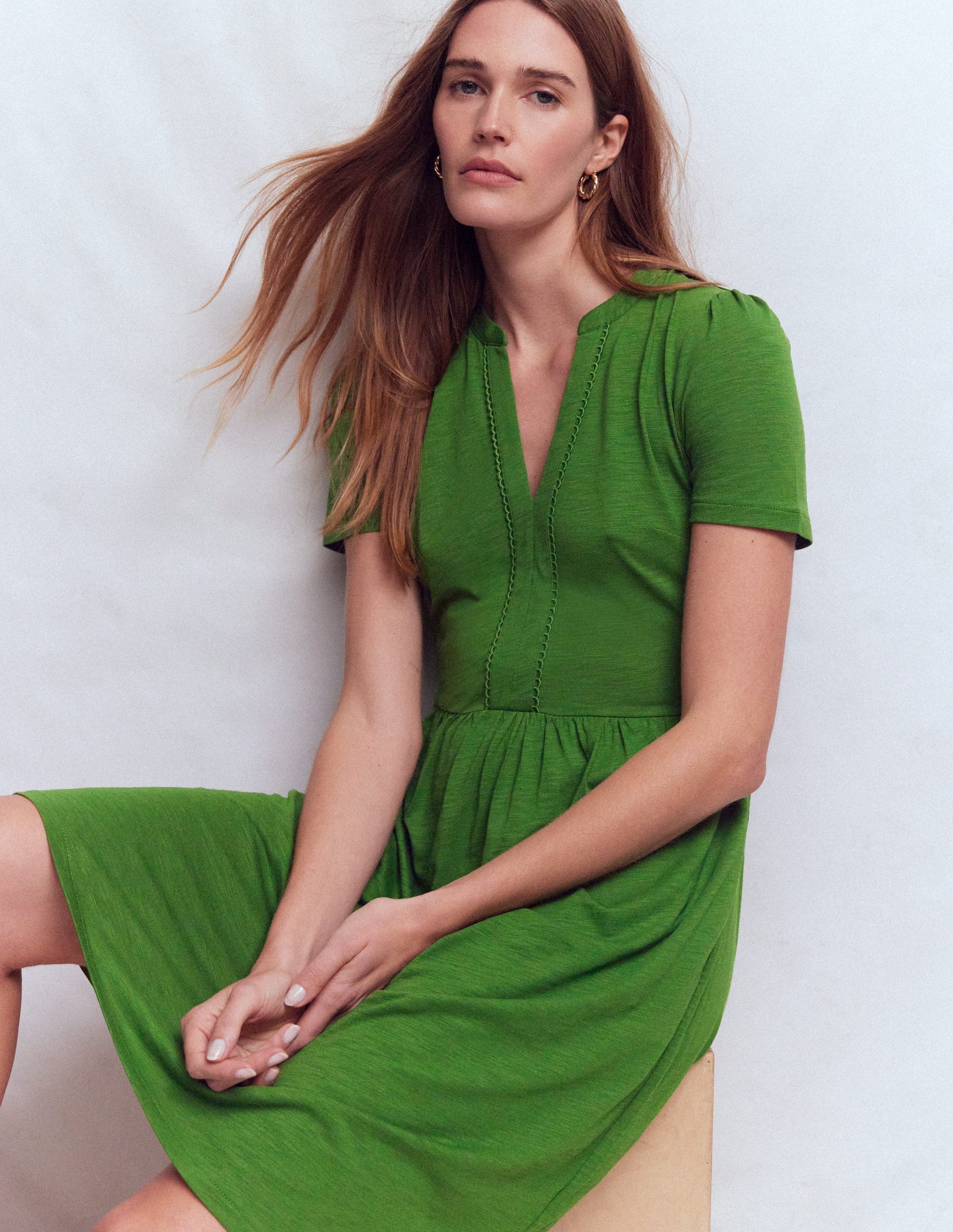 Naomi Short Jersey Dress-Promenade Green-1