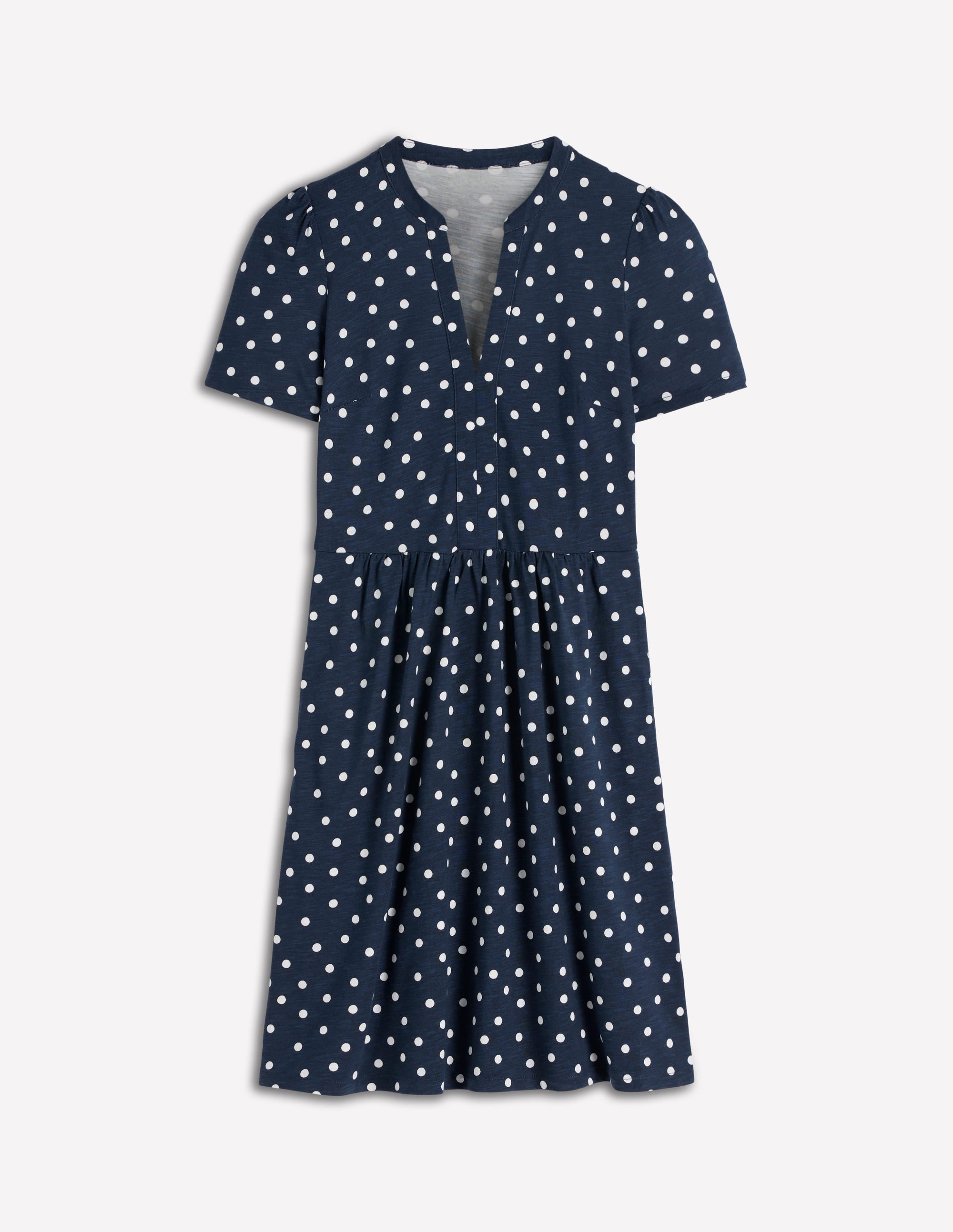 Naomi Short Sleeve Dress-French Navy, Painted Dot - Image 4