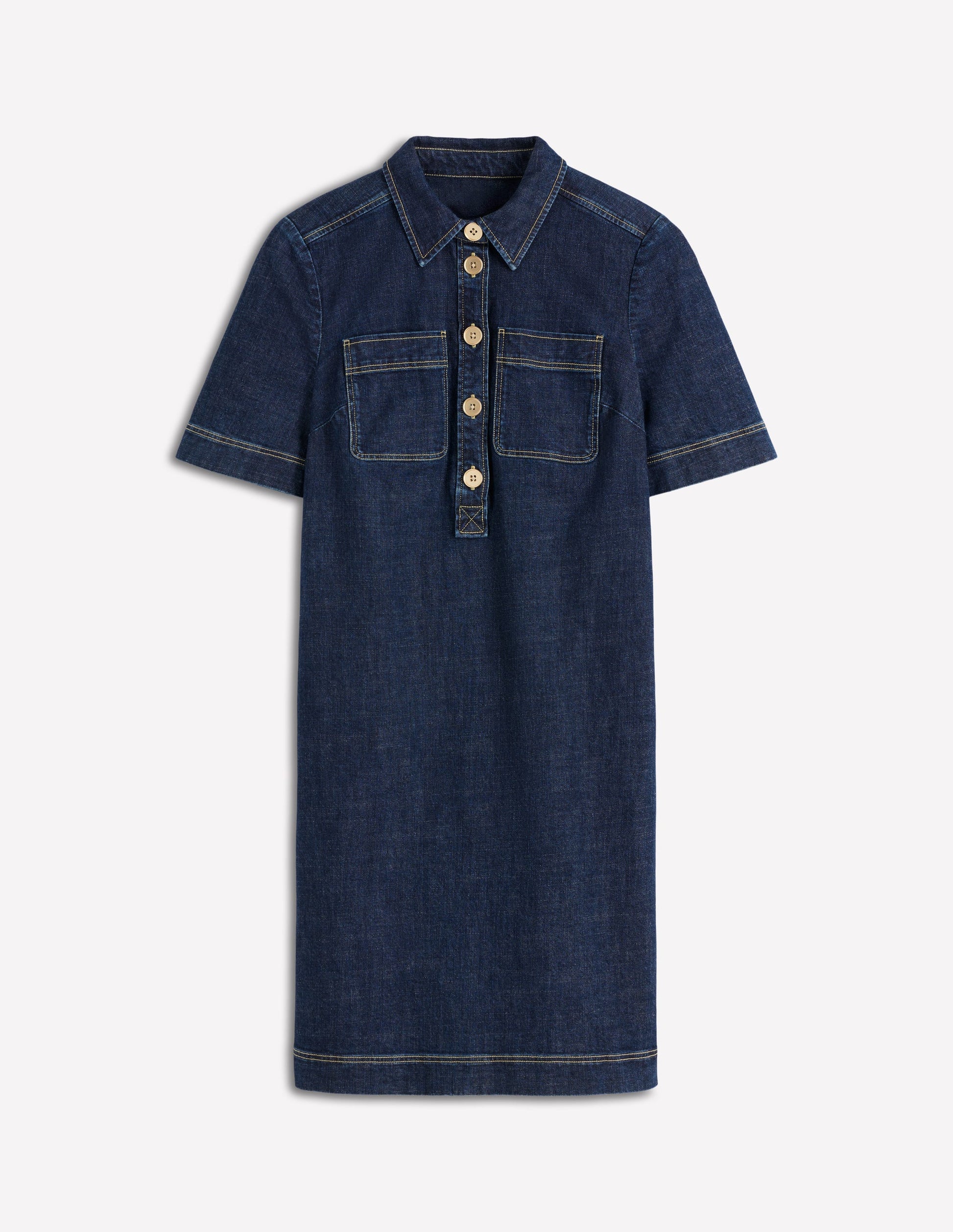 Zia Denim Pocket Shift Dress-Dark Indigo-5