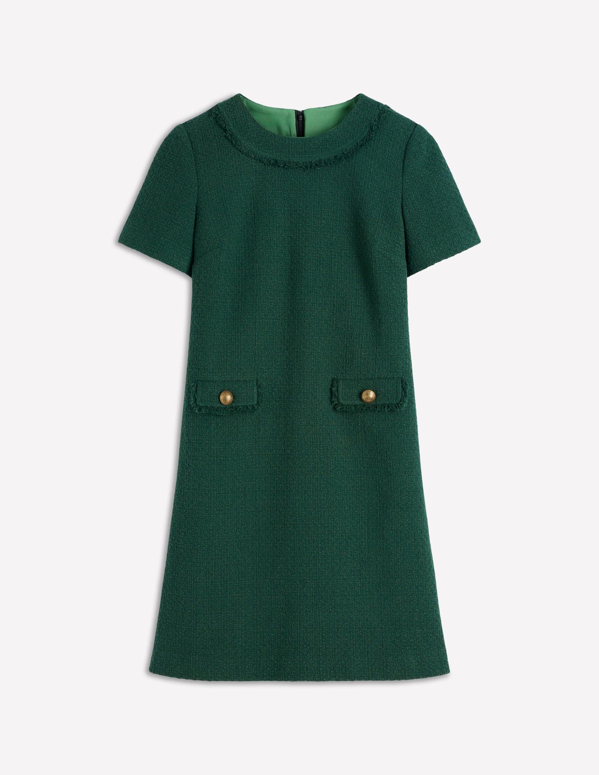 Evita Cotton Shift Dress-Hunter Green-5