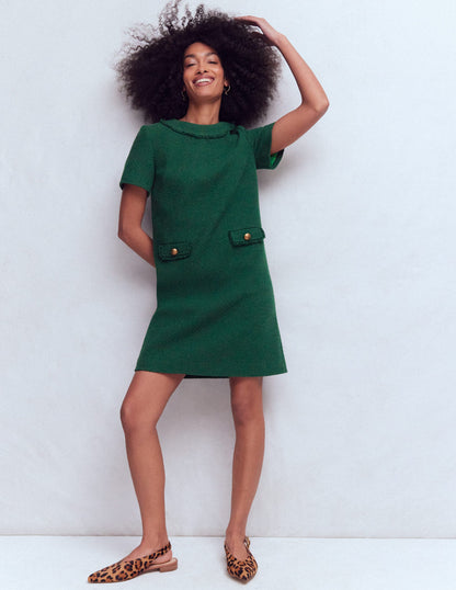 Evita Cotton Shift Dress-Hunter Green-1
