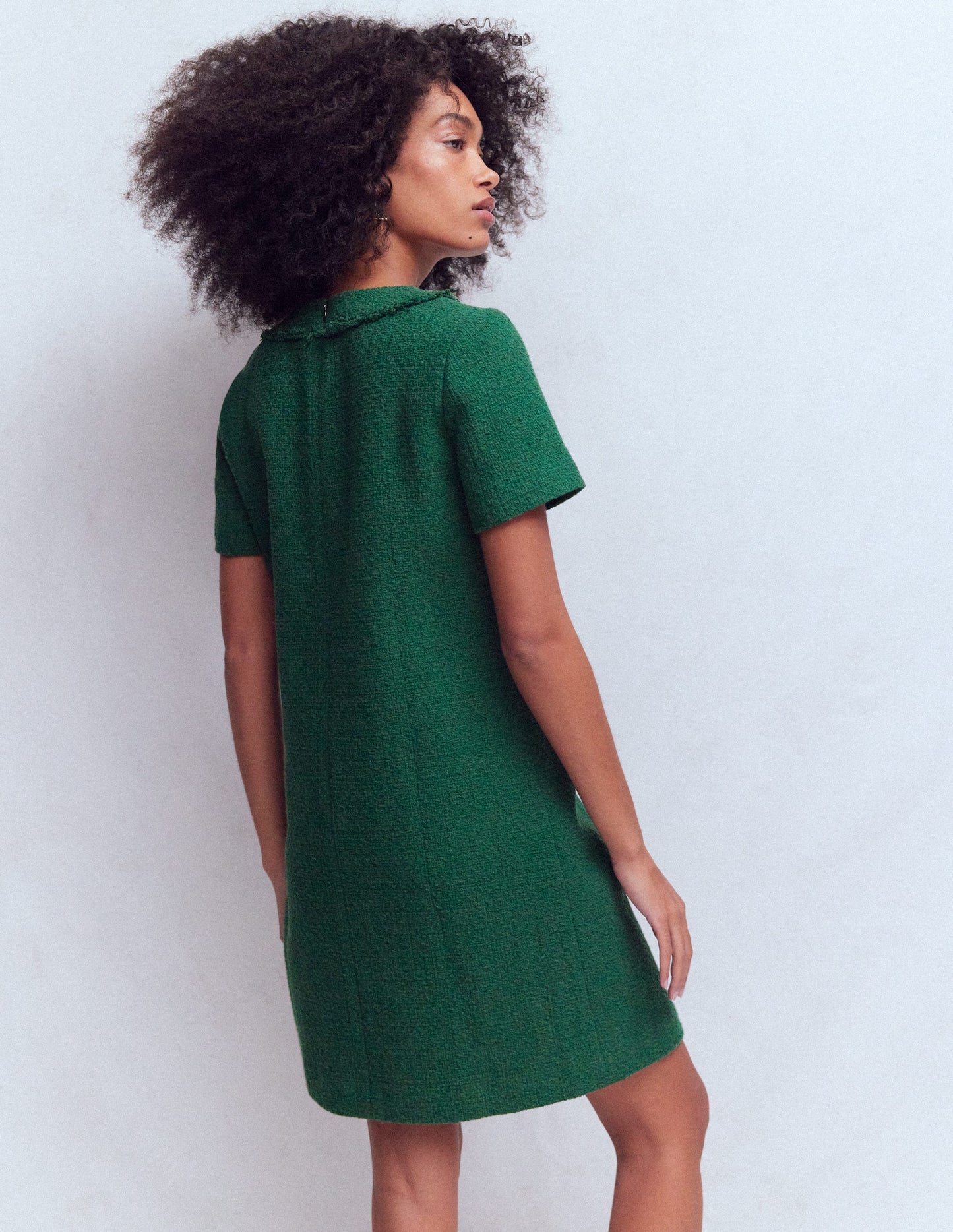 Evita Cotton Shift Dress-Hunter Green