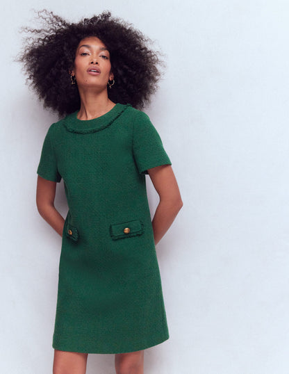 Evita Cotton Shift Dress-Hunter Green-4