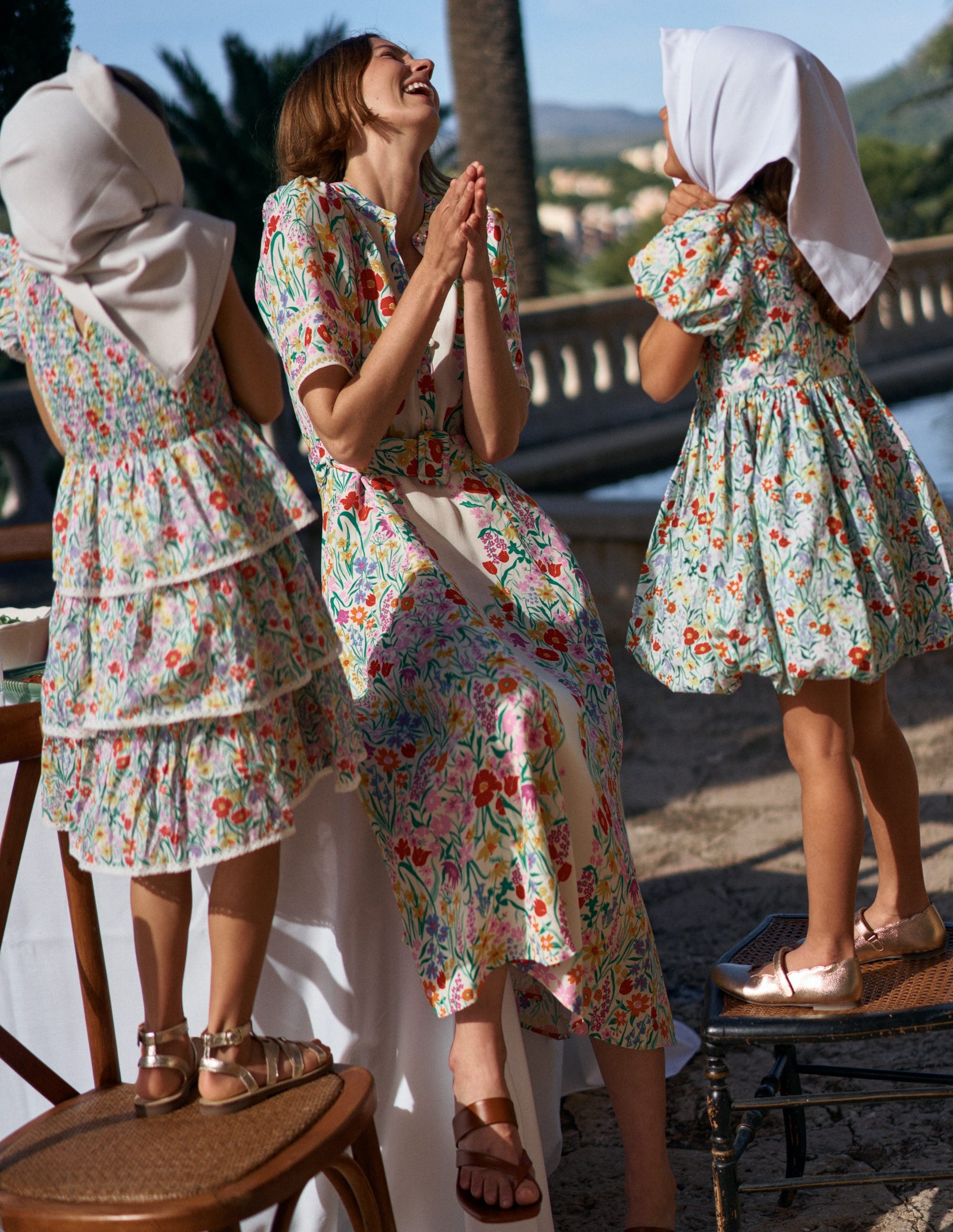 Kate Puff Sleeve Belted Dress-Ivory, Elegant Garden-7