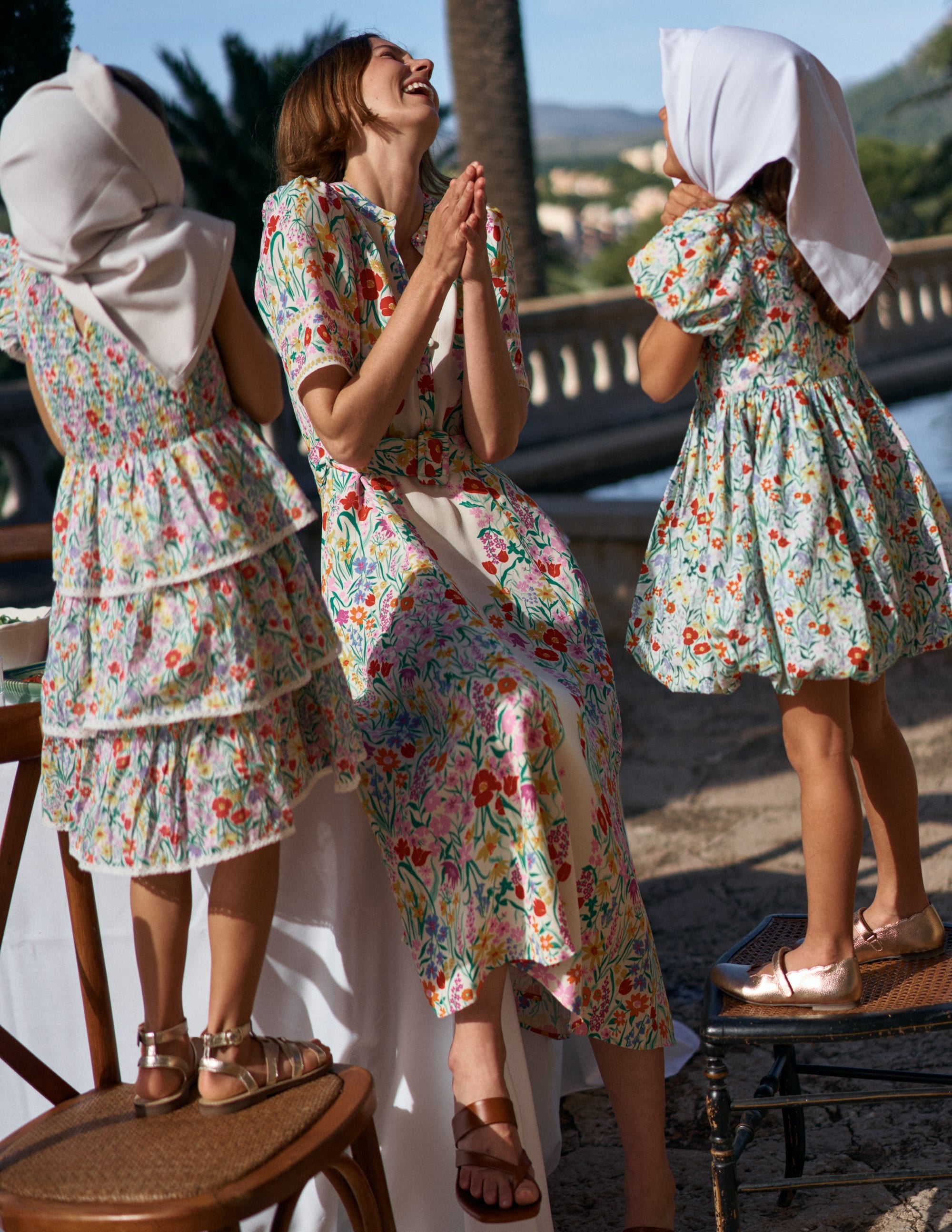 Kate Puff Sleeve Belted Dress-Ivory, Elegant Garden - Image 7