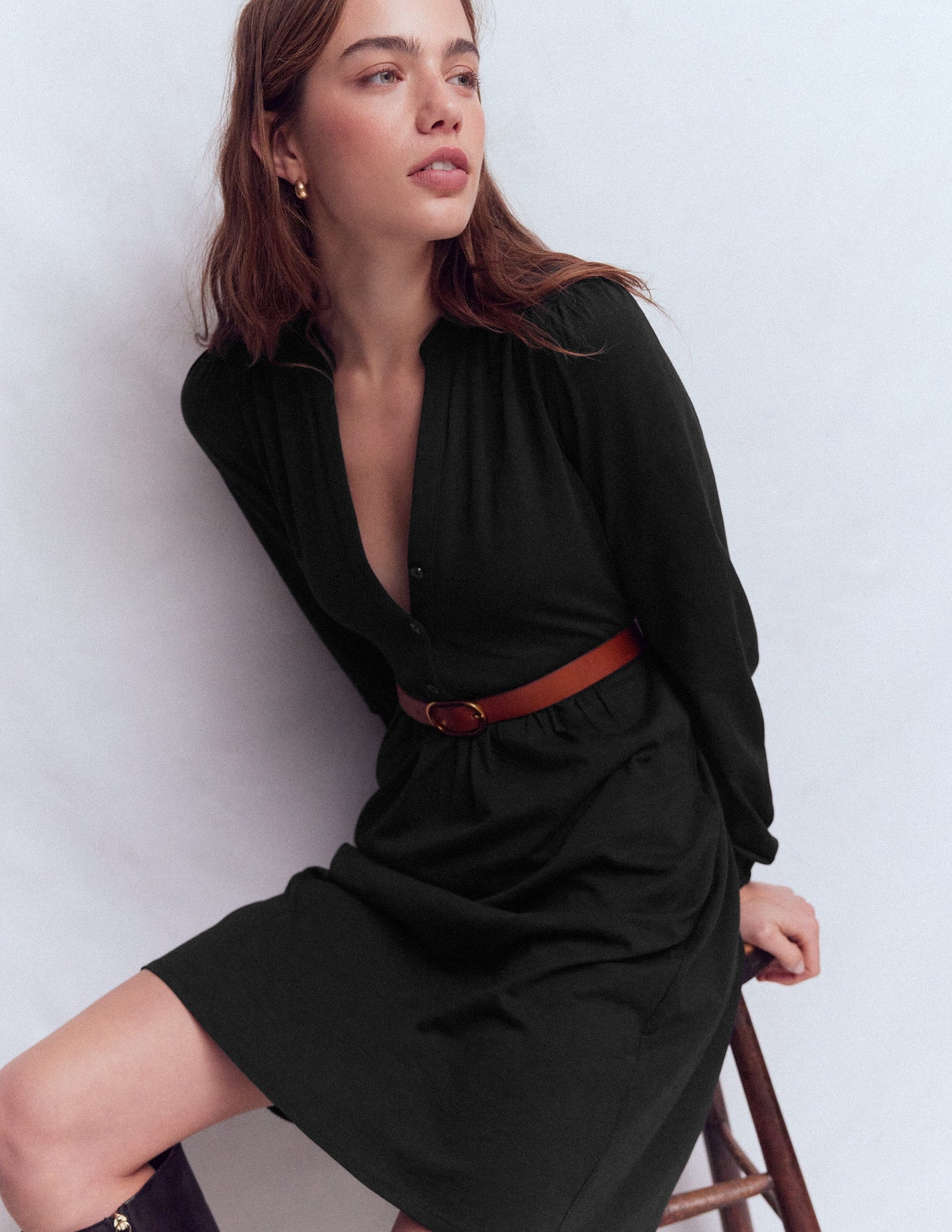Amy Short Jersey Dress-Black