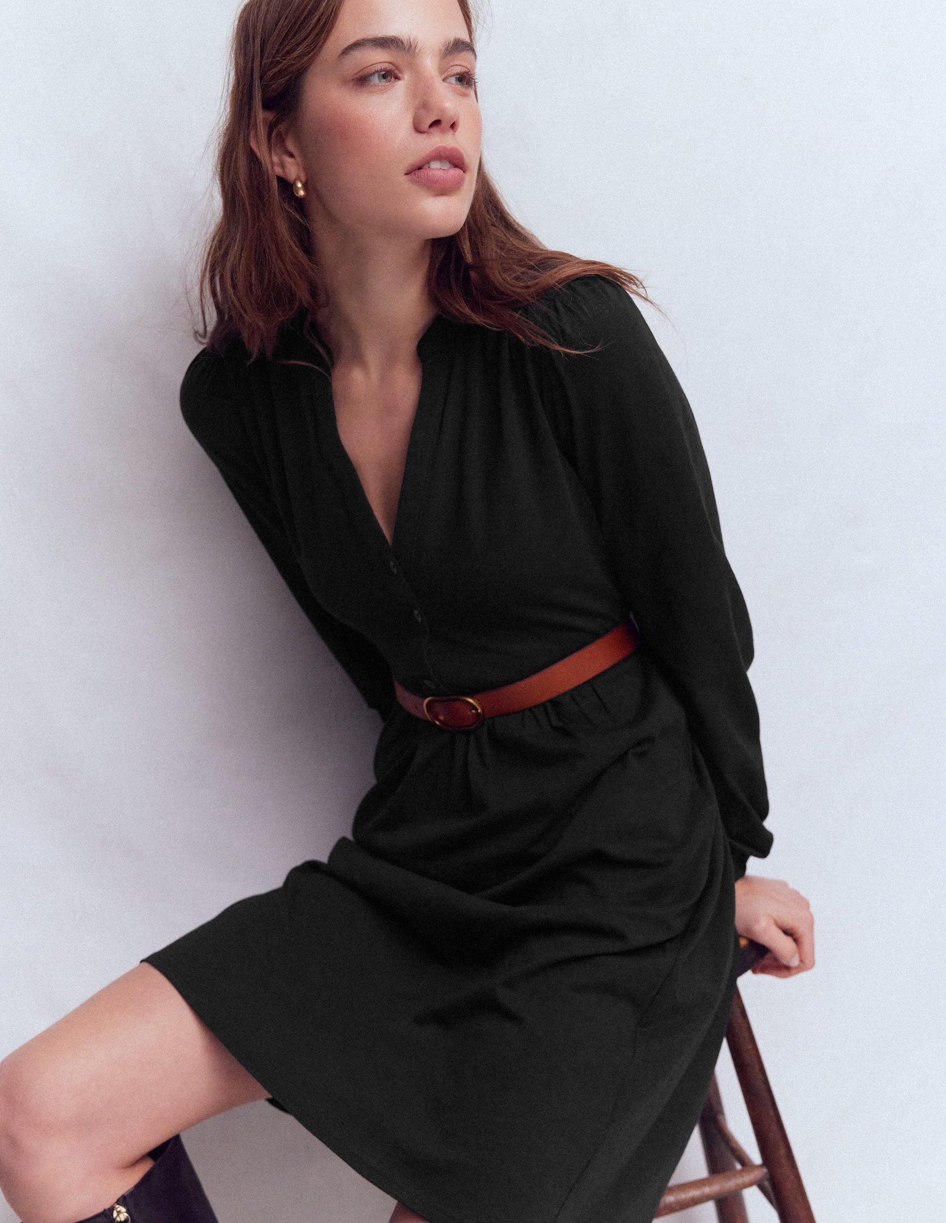 Amy Short Jersey Dress-Black-2