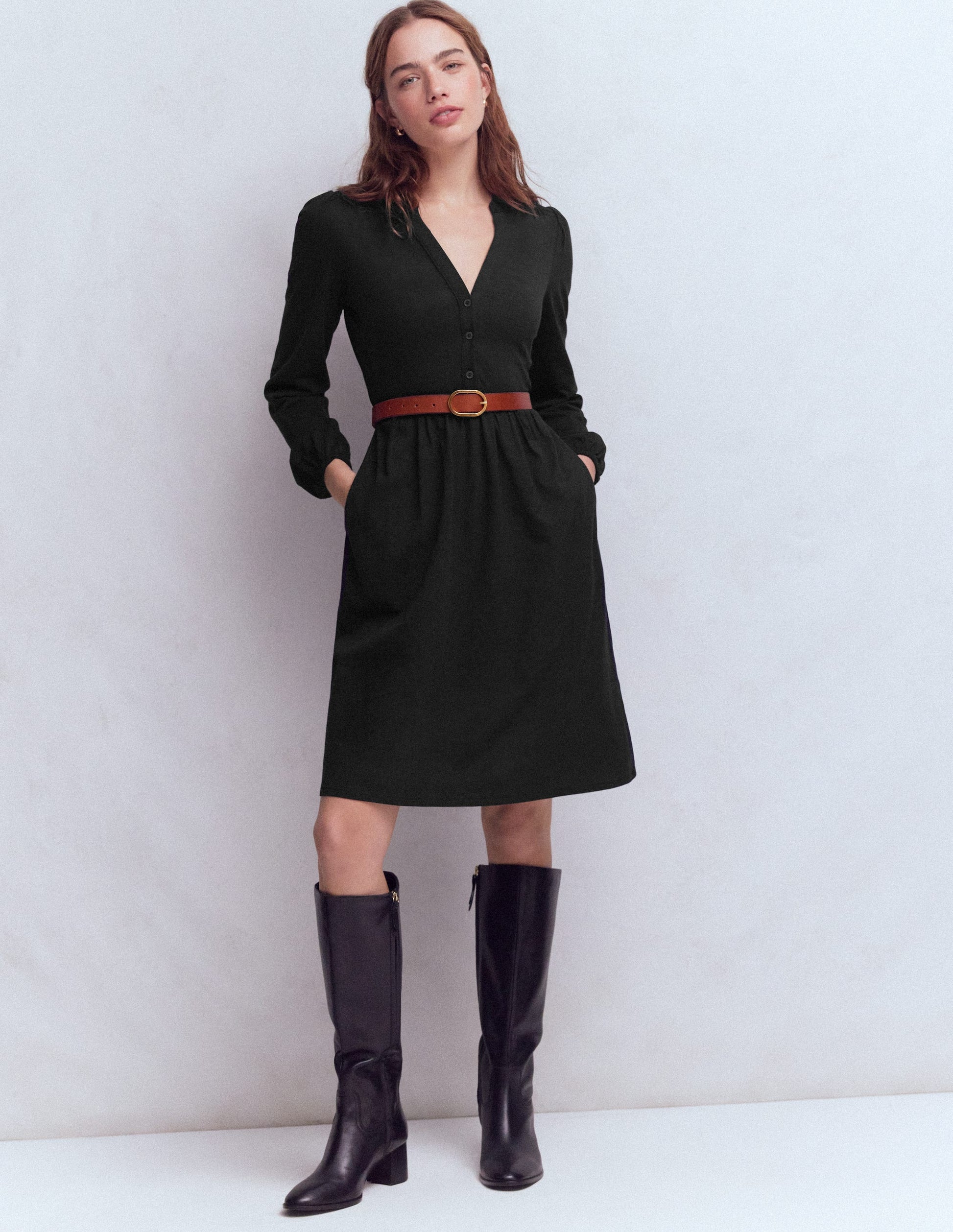 Amy Short Jersey Dress-Black-1