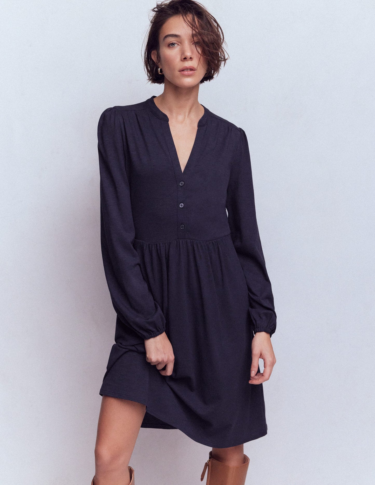 Amy Short Jersey Dress-Navy