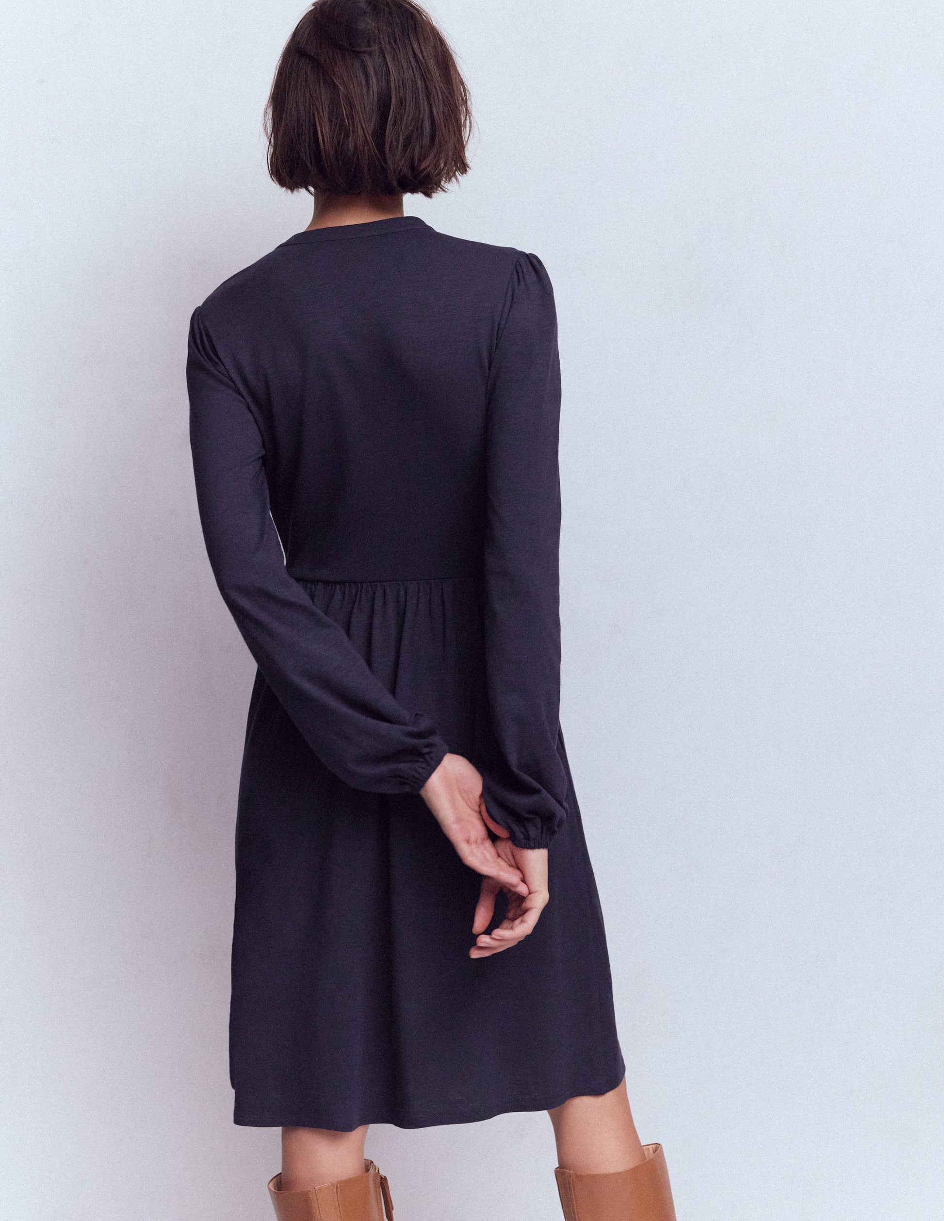 Amy Short Jersey Dress-Navy-3