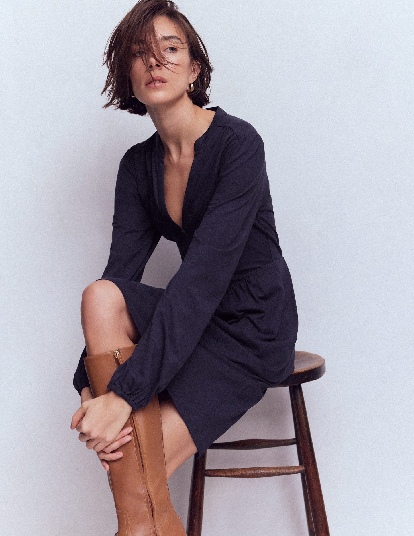 Amy Short Jersey Dress-Navy