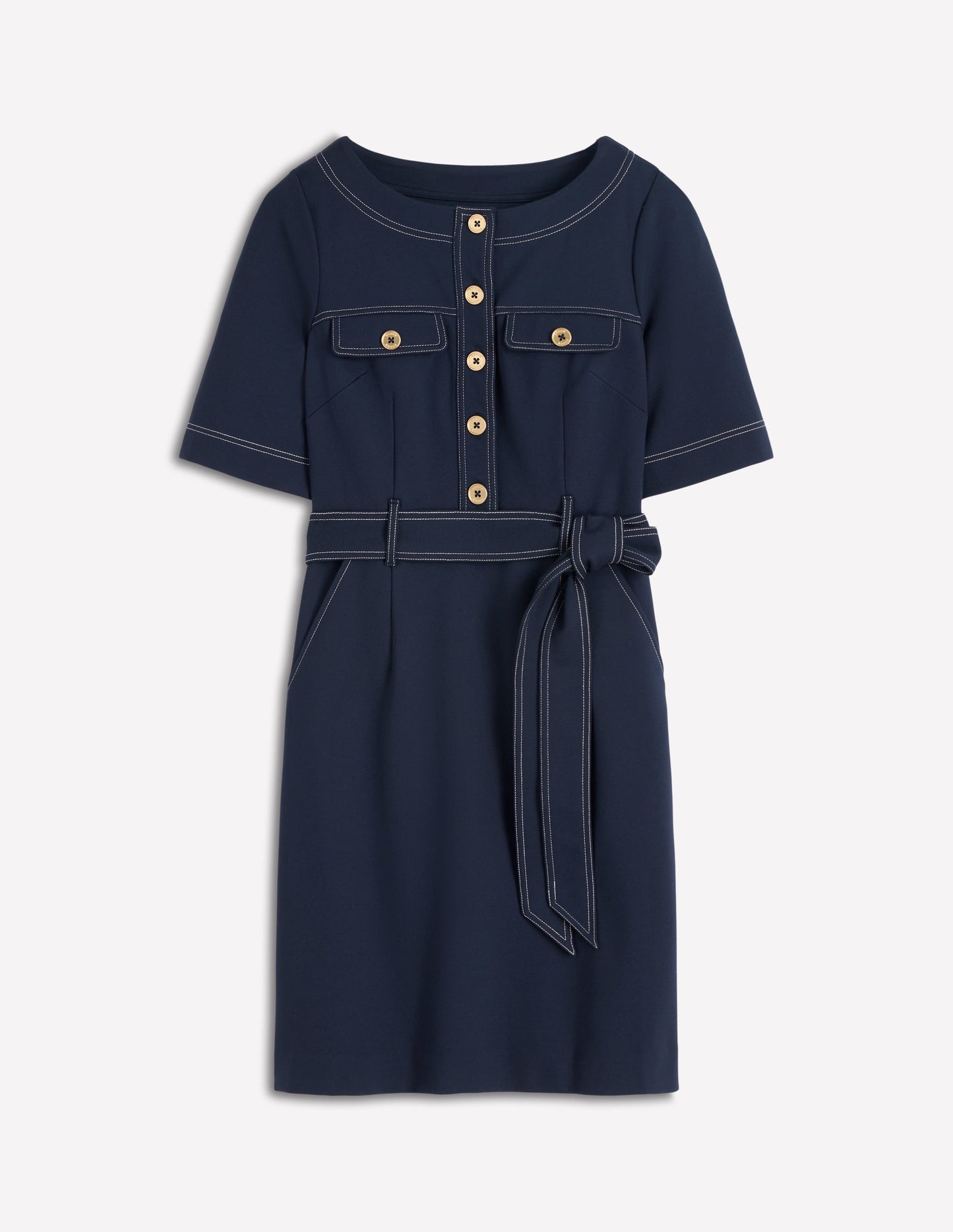 Bria Ponte Shift Dress-Navy