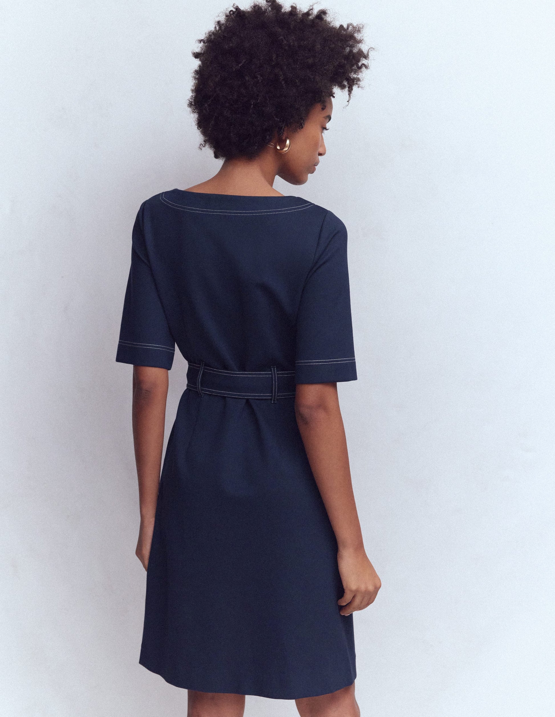 Bria Ponte Shift Dress-Navy-3