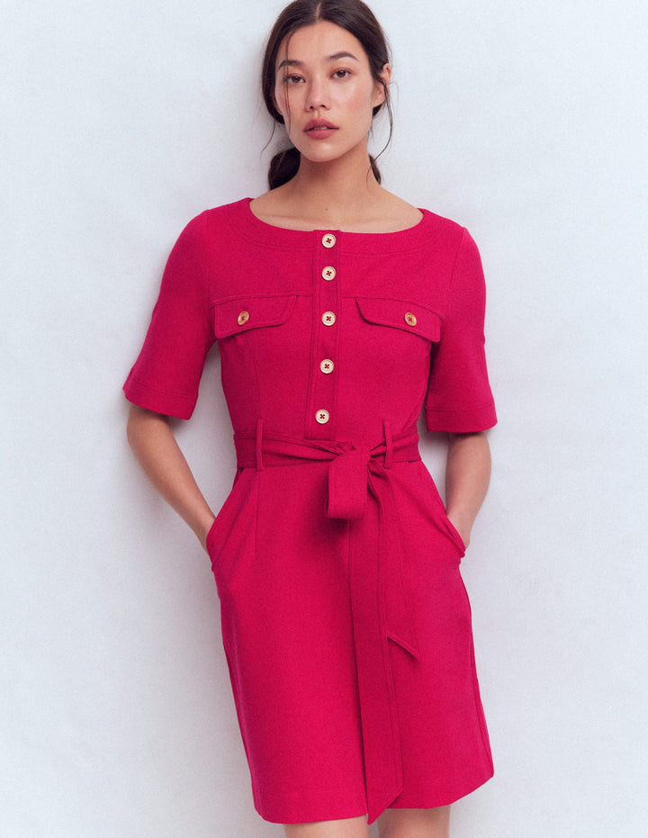 Bria Ponte Shift Dress-Pomegranate