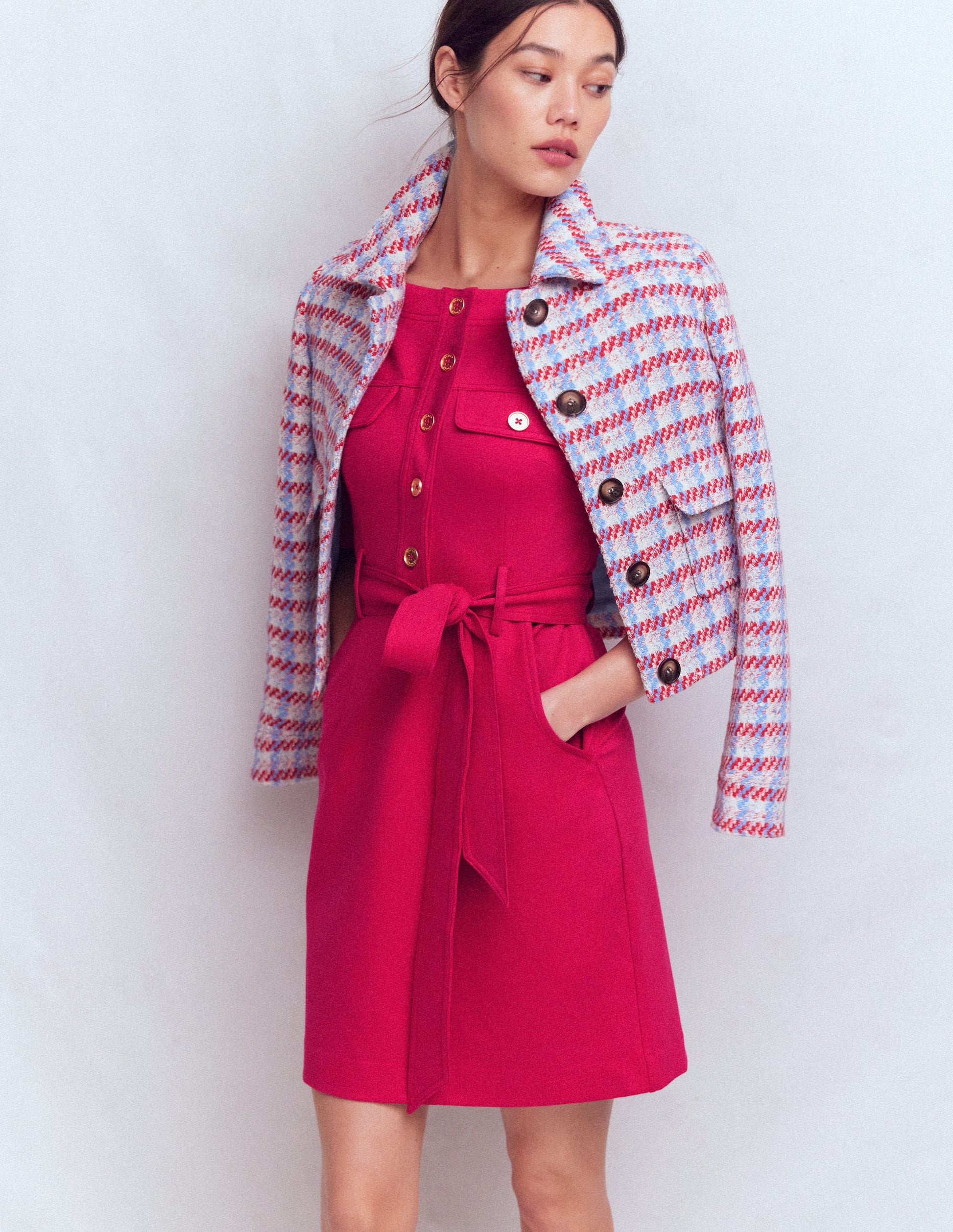 Bria Ponte Shift Dress-Pomegranate-4