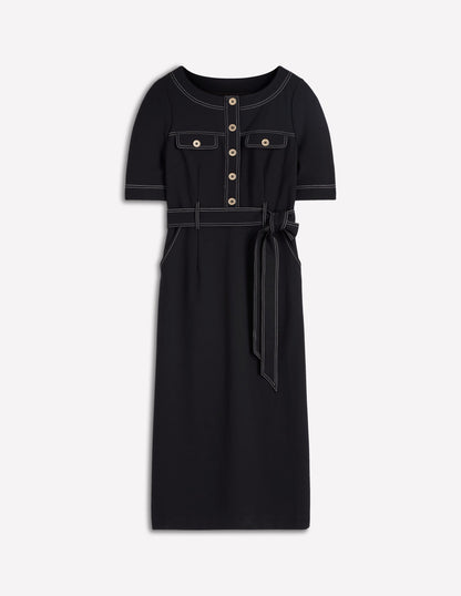 Bria Ponte Midi Dress-Black-5