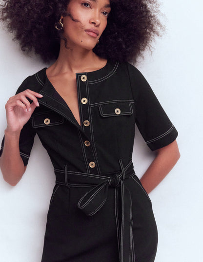 Bria Ponte Midi Dress-Black-2