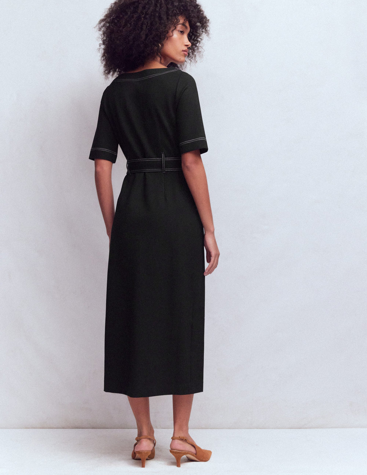 Bria Ponte Midi Dress-Black - Image 3