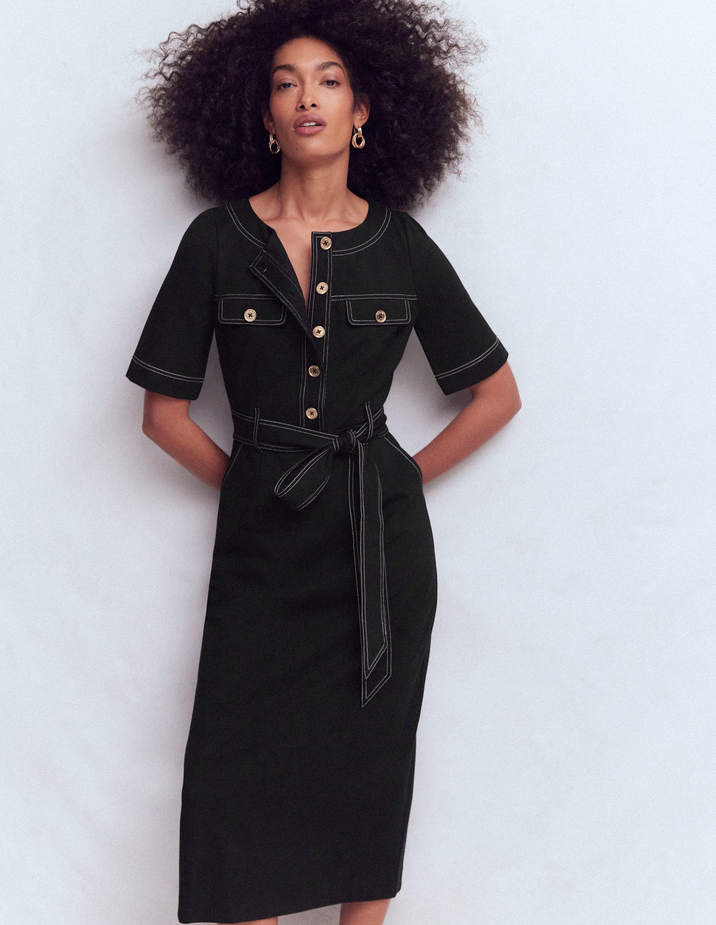 Bria Ponte Midi Dress-Black