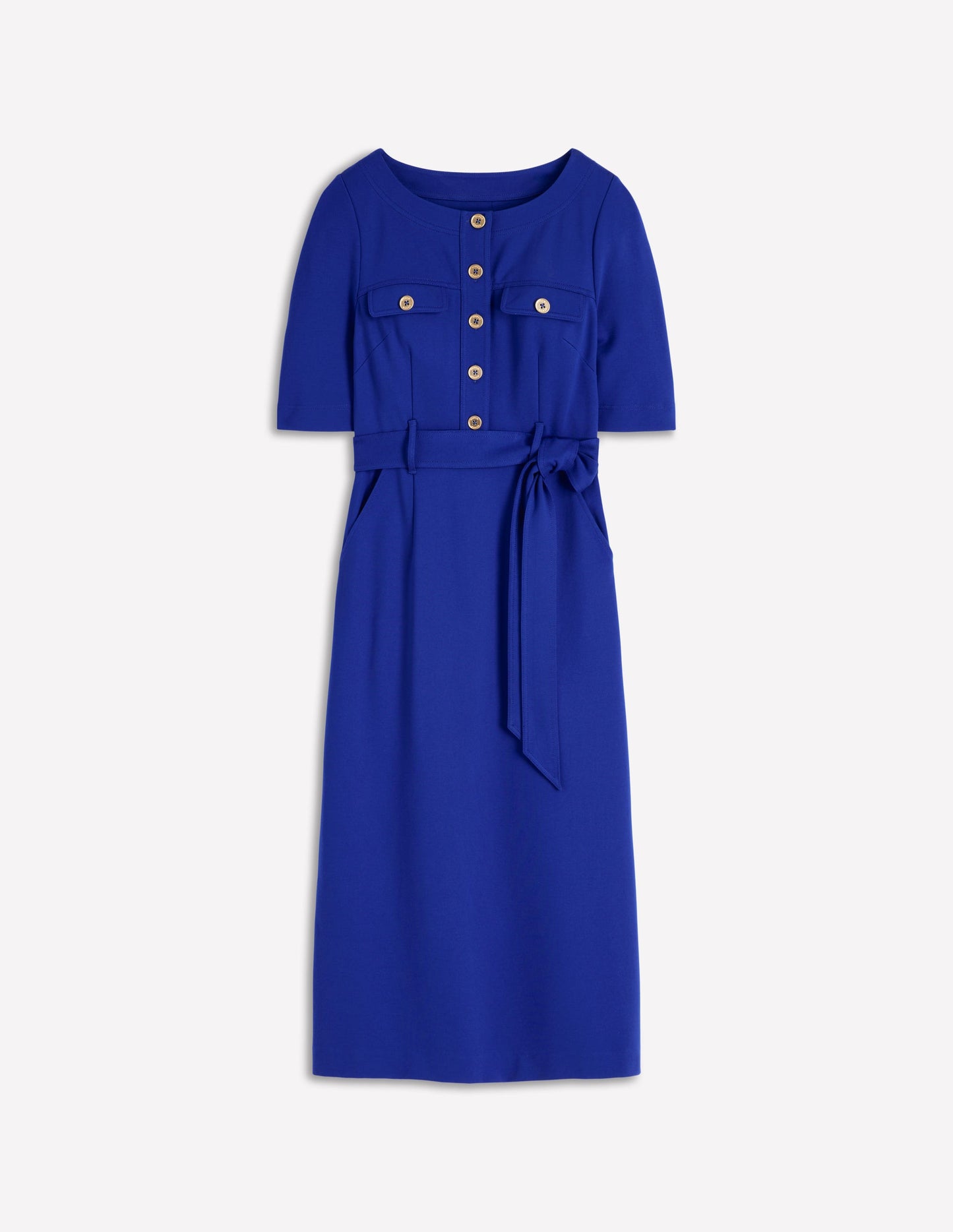 Bria Ponte Midi Dress-Bright Blue