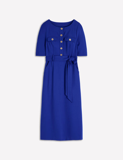 Bria Ponte Midi Dress-Bright Blue-5