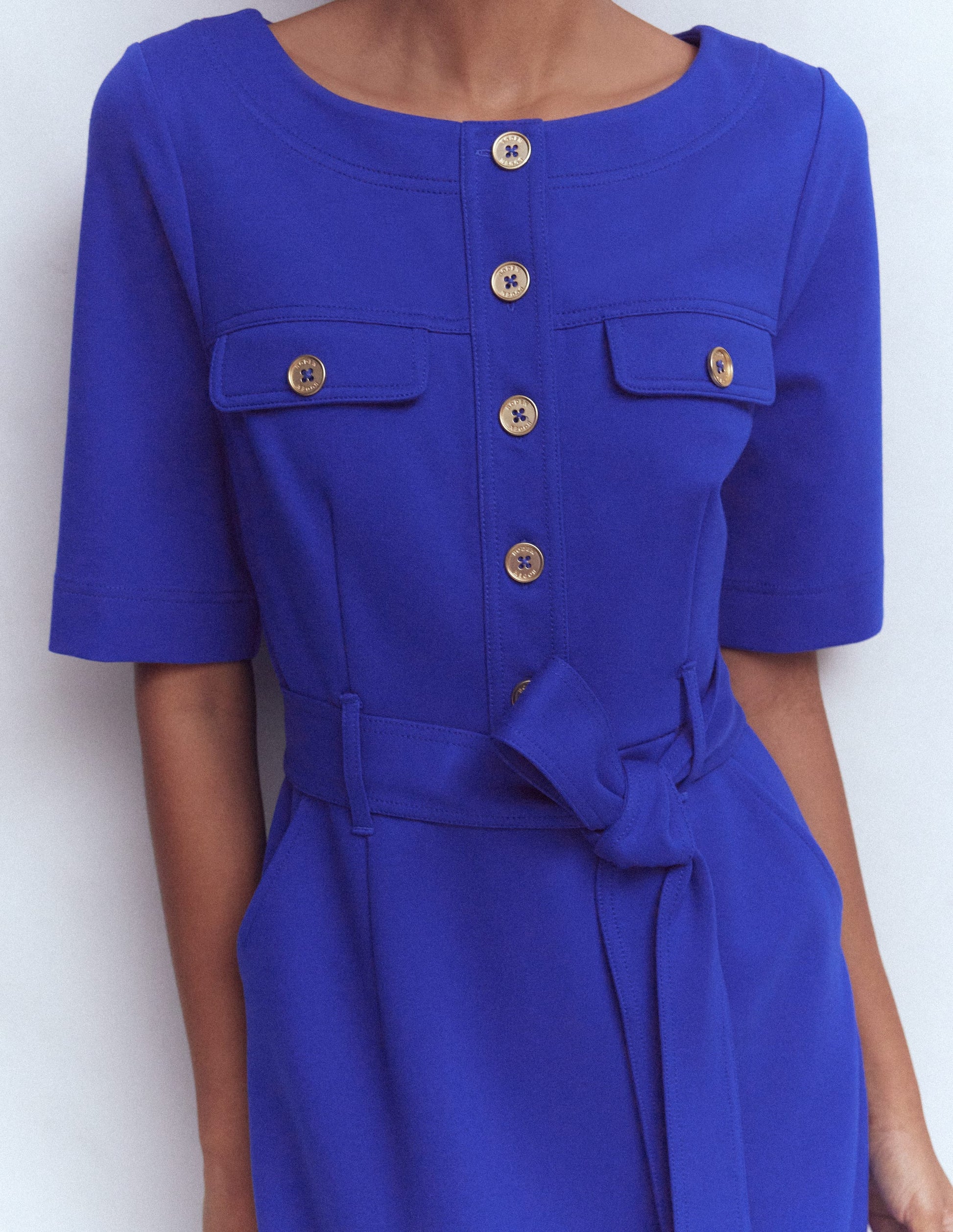 Bria Ponte Midi Dress-Bright Blue-2