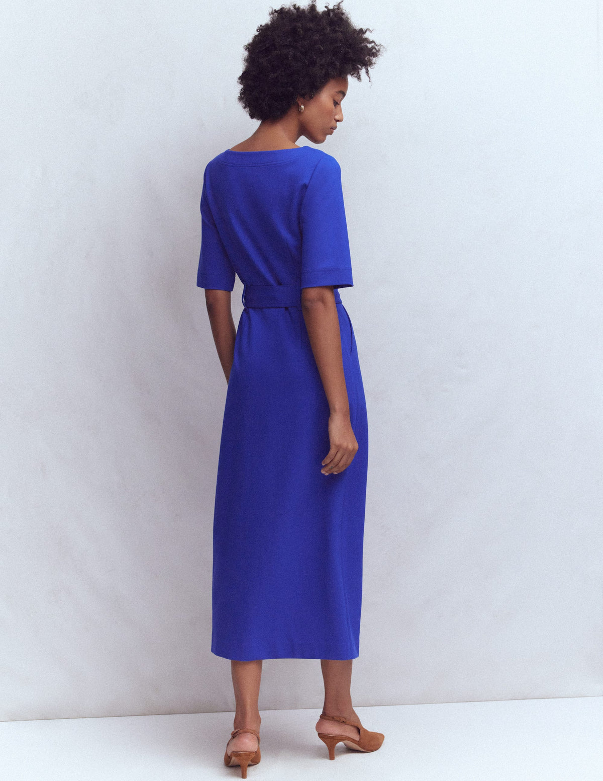 Bria Ponte Midi Dress-Bright Blue - Image 3