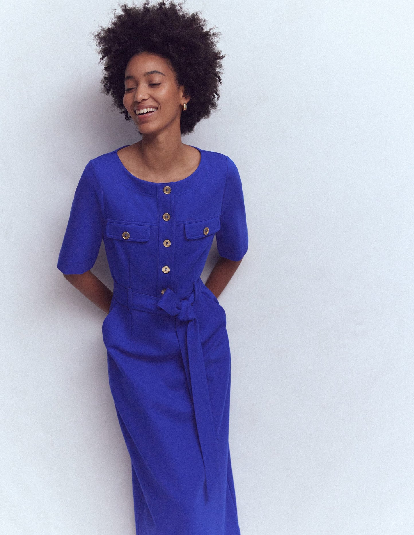 Bria Ponte Midi Dress-Bright Blue