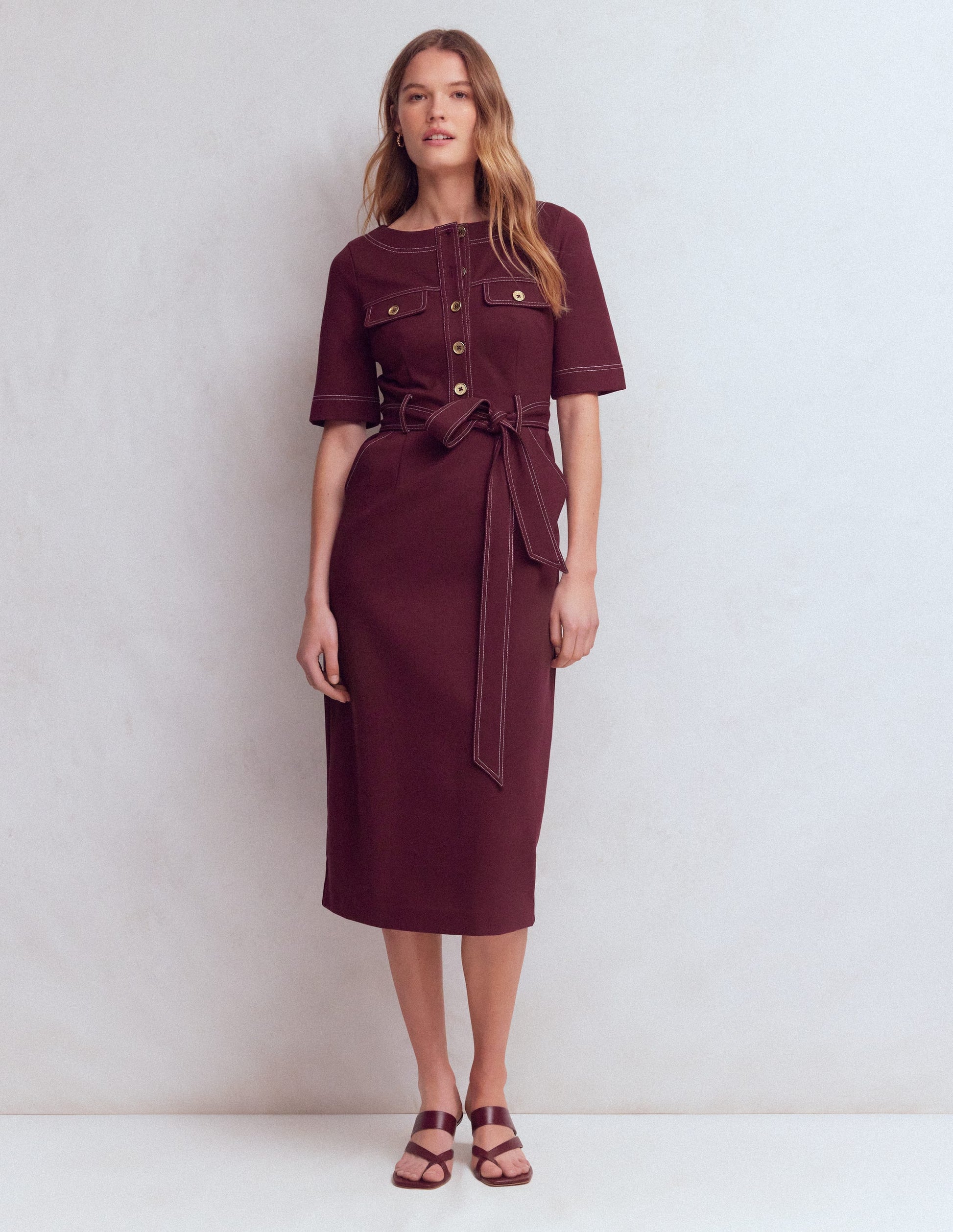 Bria Ponte Midi Dress-Deep Wisteria-1