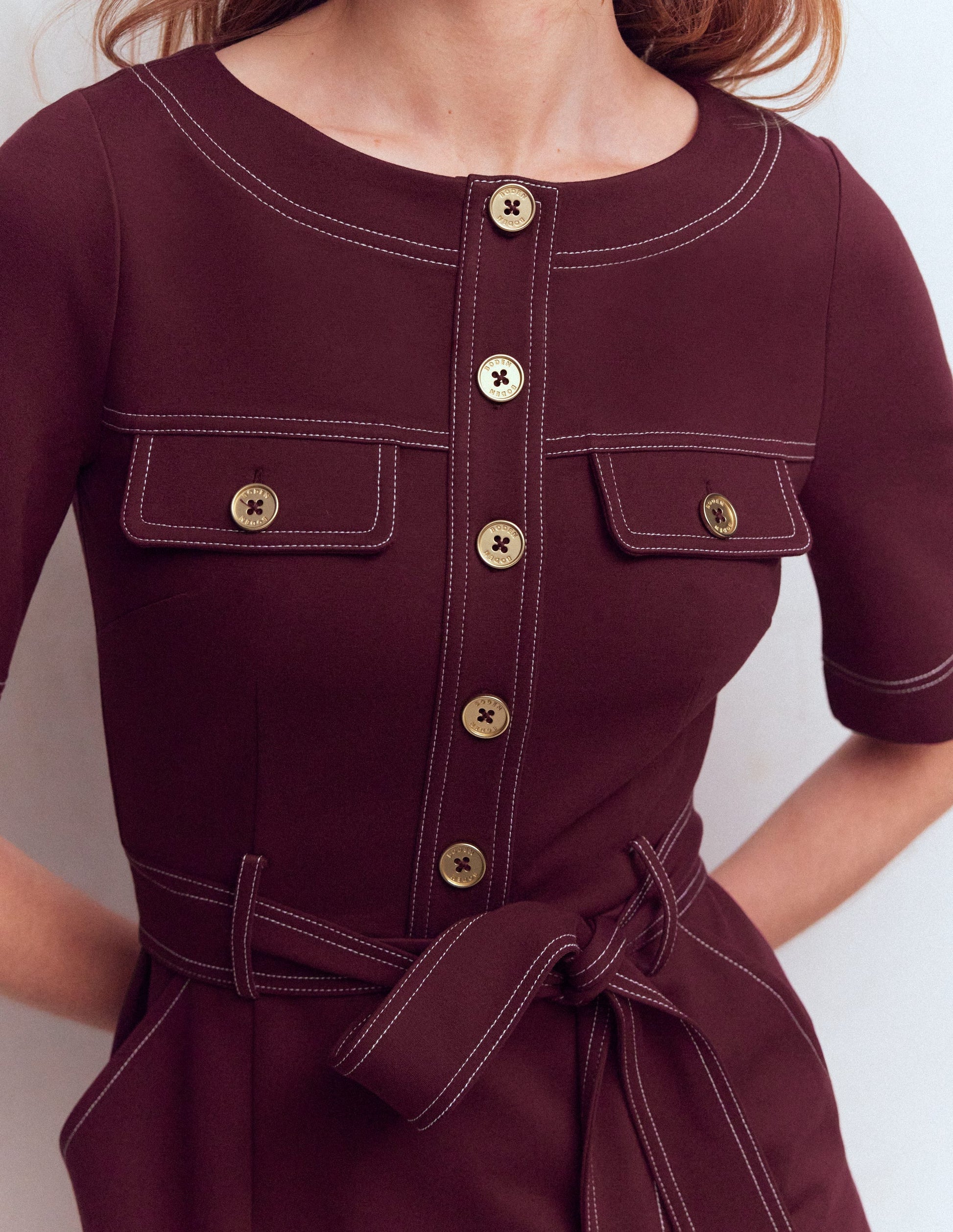 Bria Ponte Midi Dress-Deep Wisteria-2