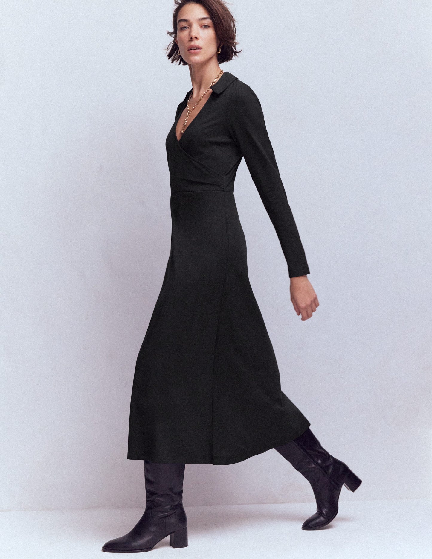 Carla Jersey Wrap Dress-Black