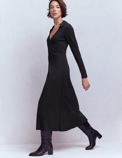 Carla Jersey Wrap Dress-Black-4