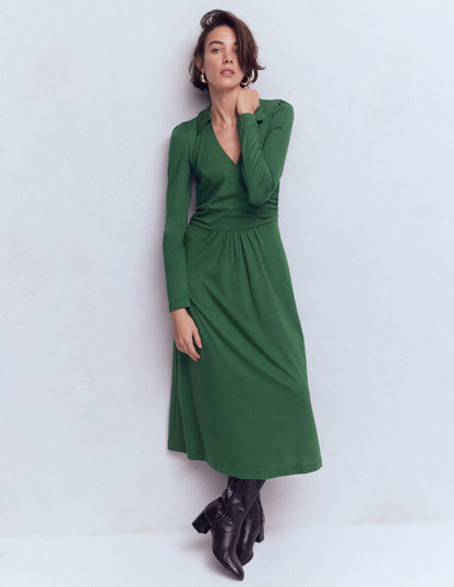 Carla Jersey Wrap Dress-Hunter Green-1