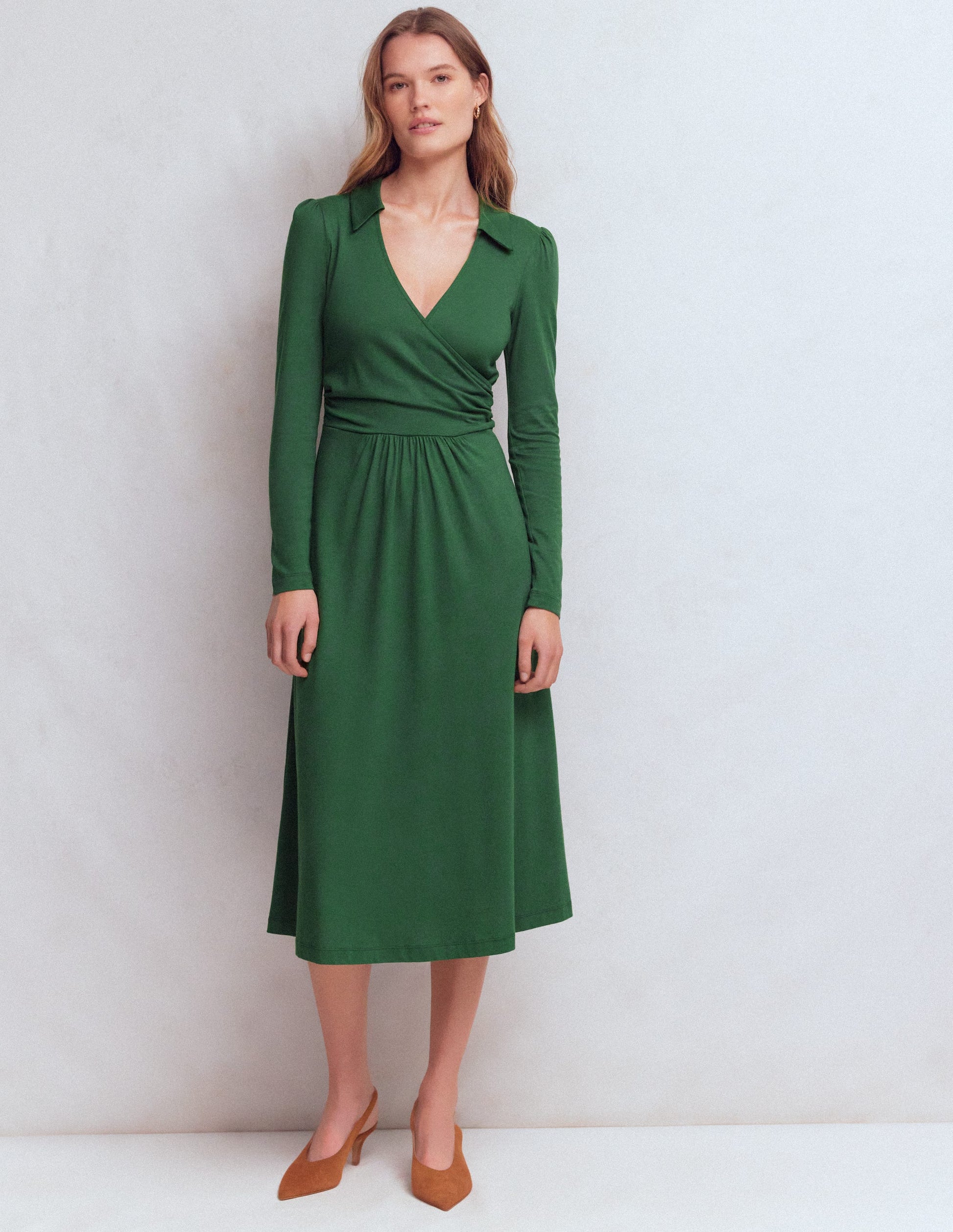 Carla Jersey Wrap Dress-Hunter Green-1