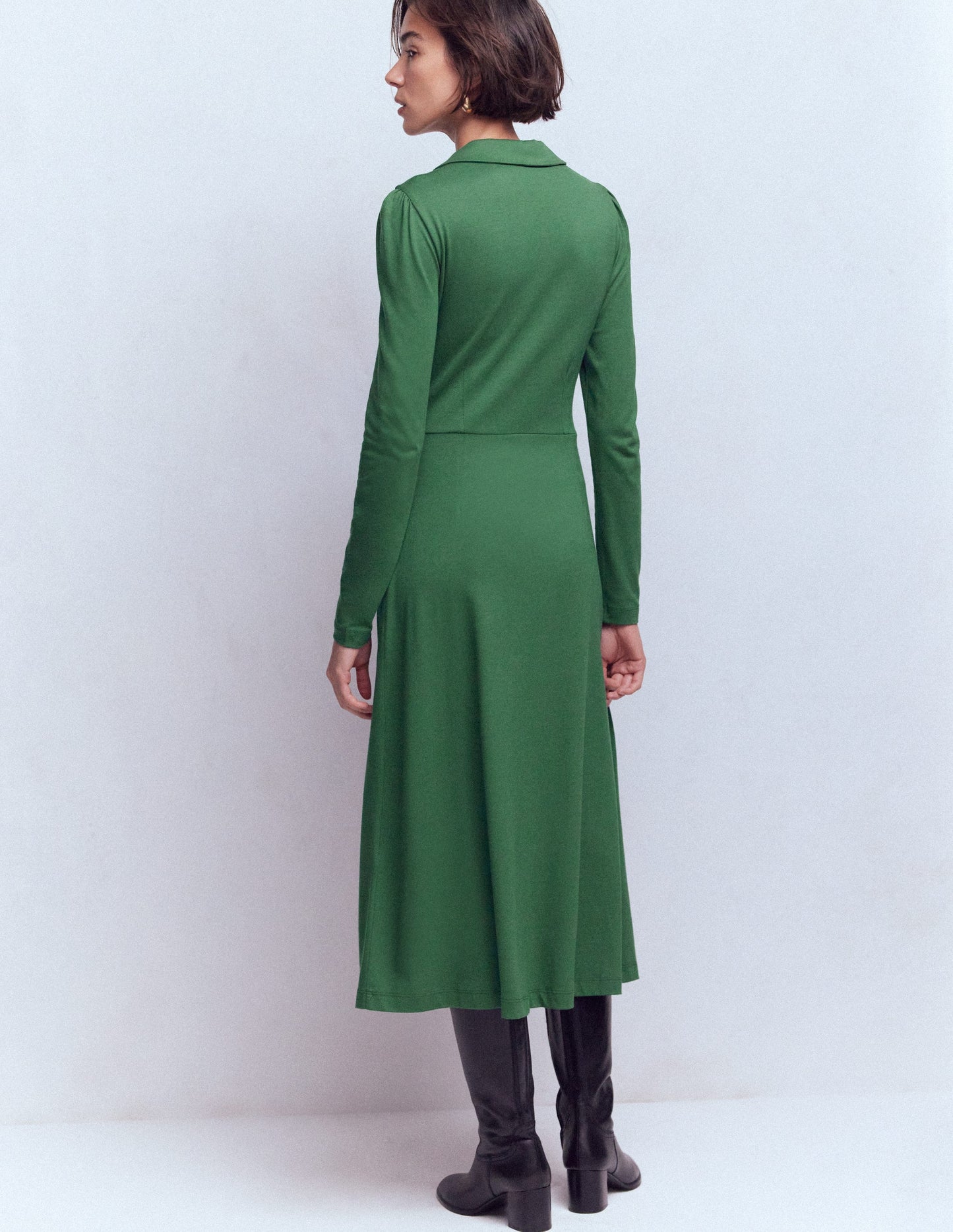 Carla Jersey Wrap Dress-Hunter Green