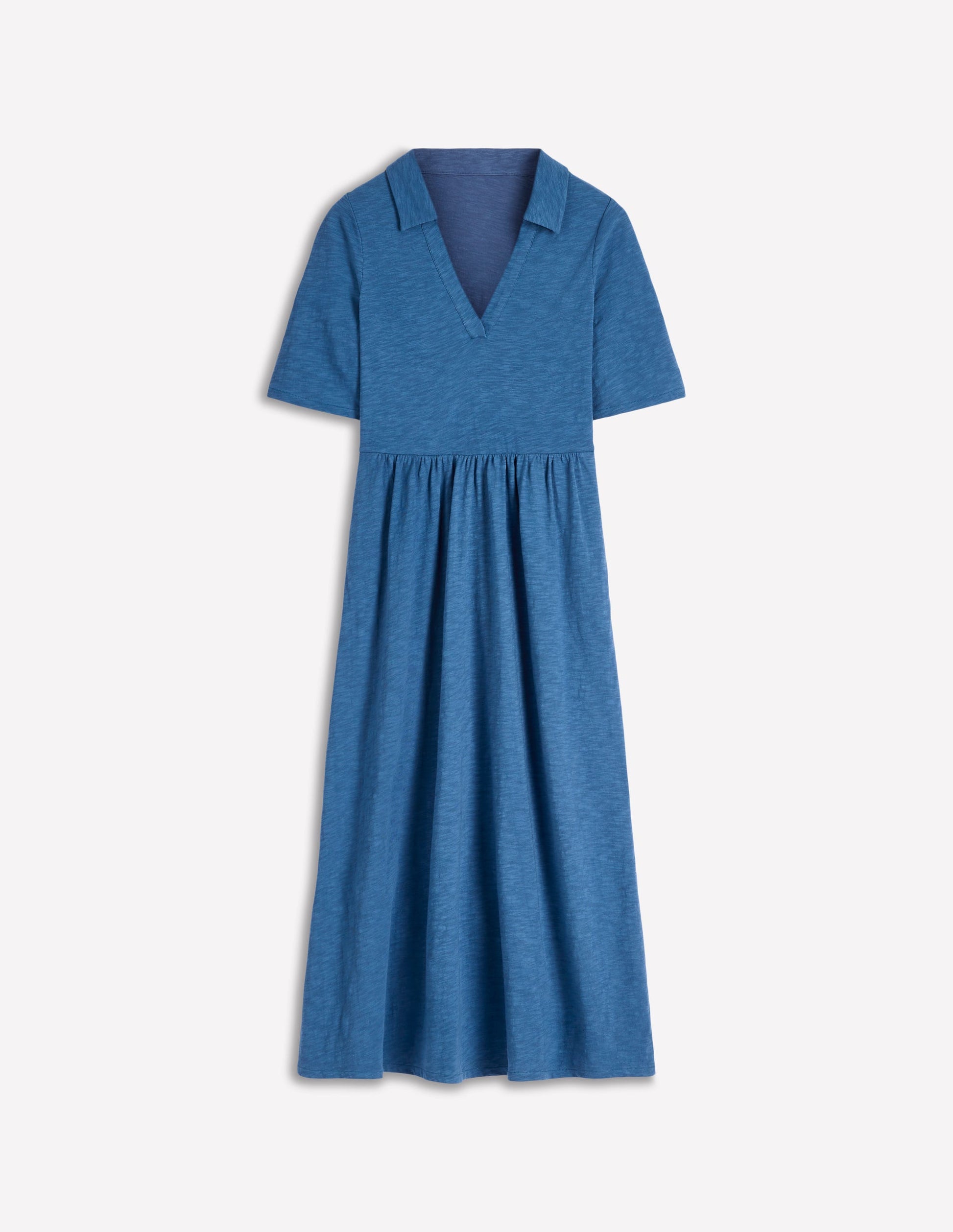 Aria Collared Jersey Dress-Tourmaline Blue-7
