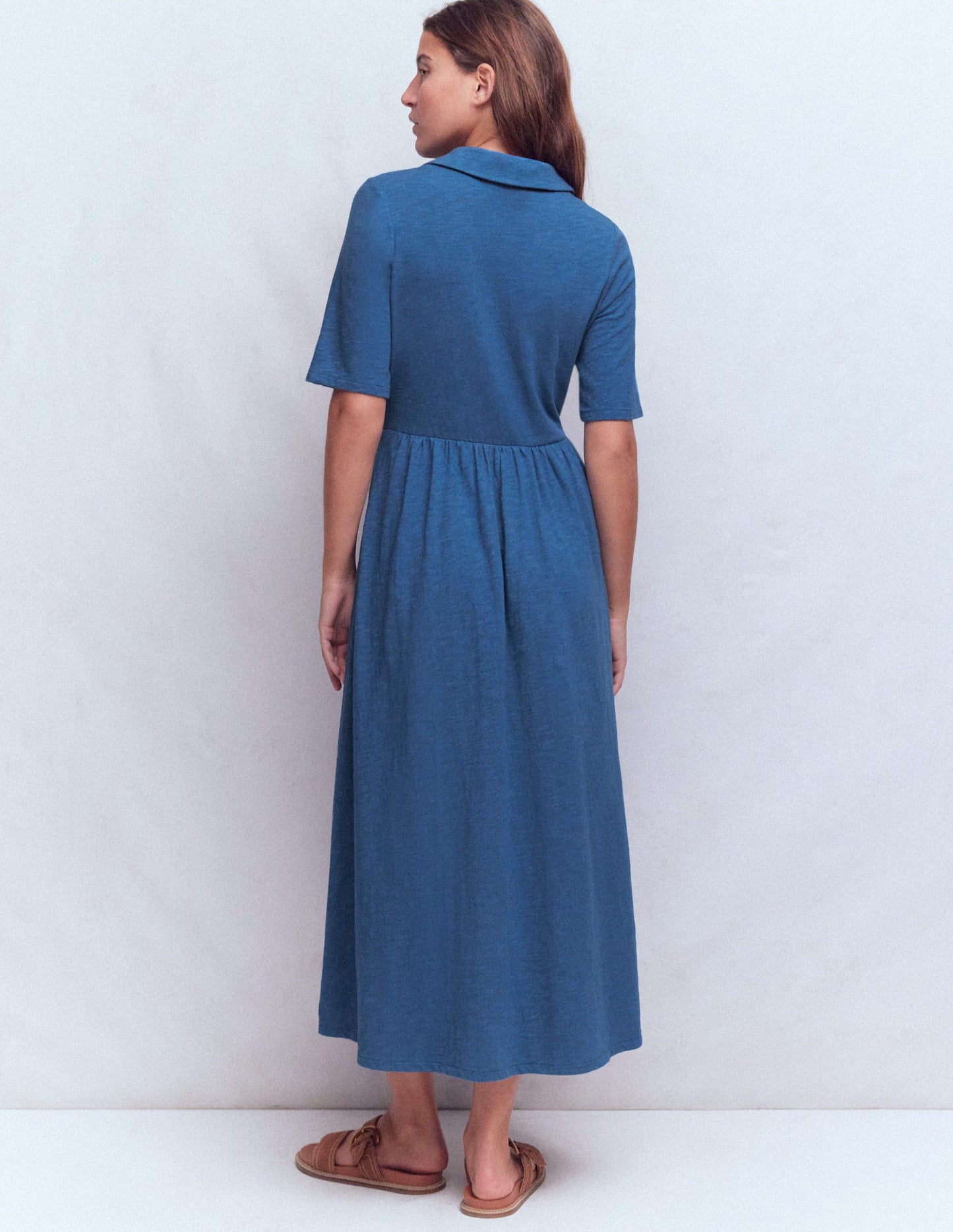 Aria Collared Jersey Dress-Tourmaline Blue