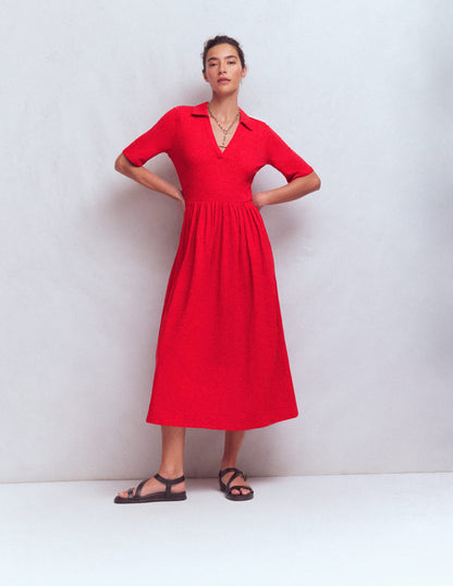 Aria Collared Jersey Dress-Merida Red-4