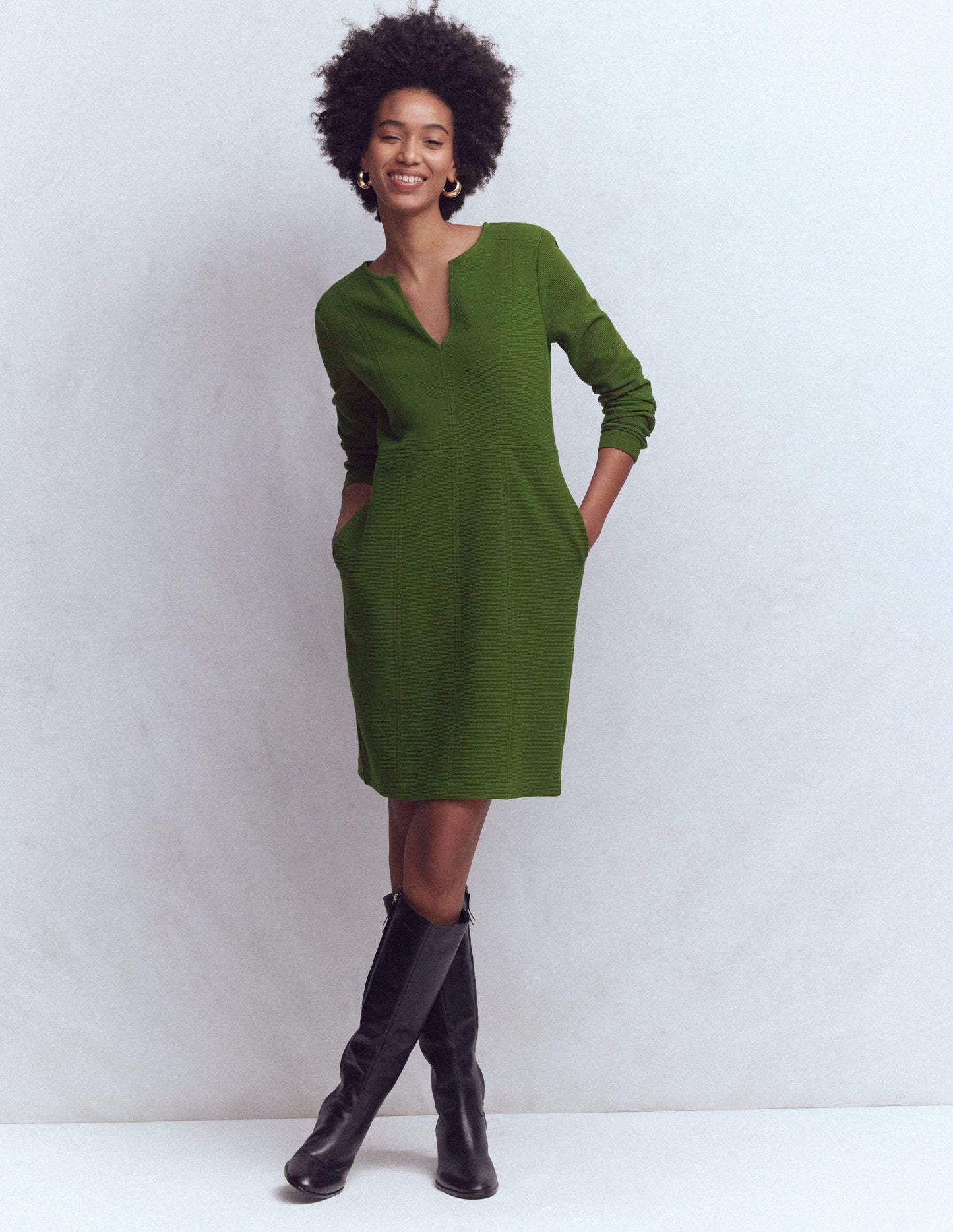 Colette Ottoman Shift Dress-Green Fir
