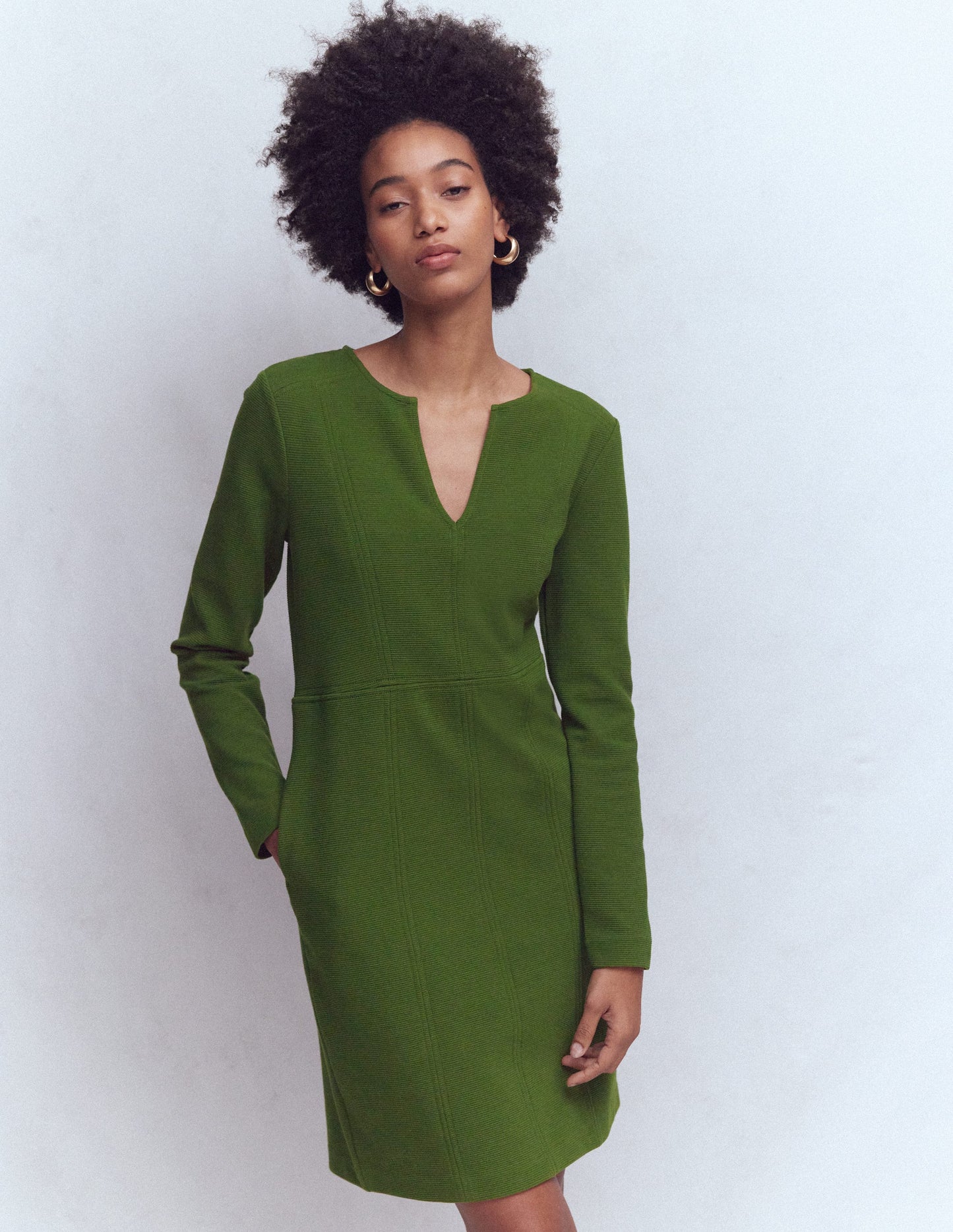 Colette Ottoman Shift Dress-Green Fir