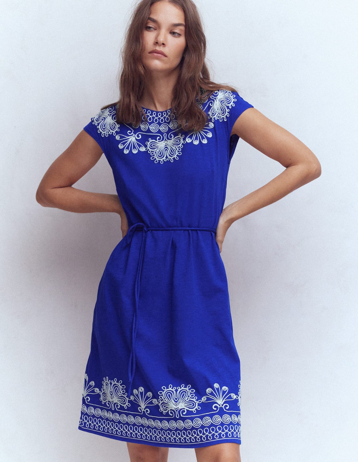 Jersey Cutwork Short Dress-Surf the Web