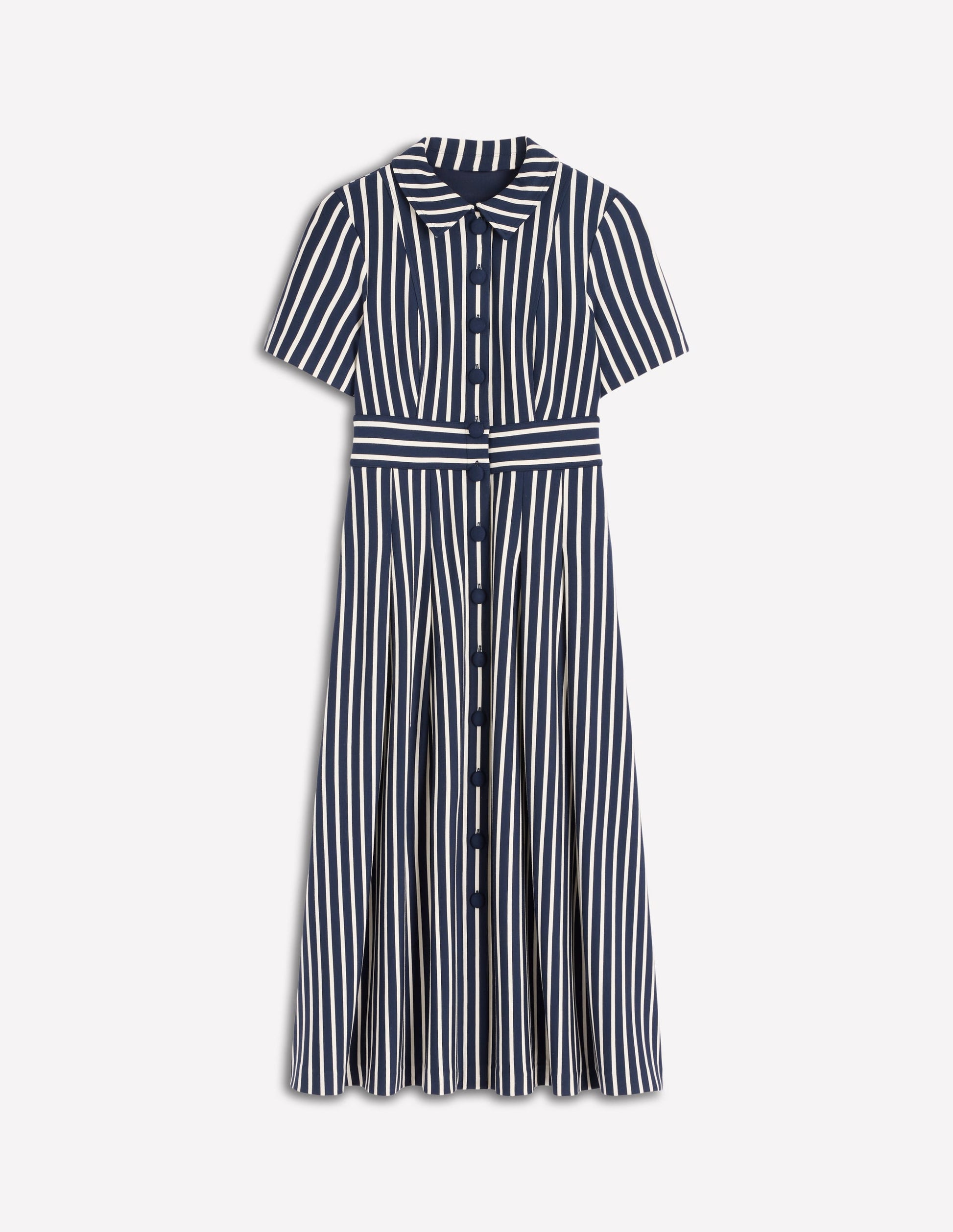 Bridget Ponte Shirt Dress-Navy and Ivory Stripe-5