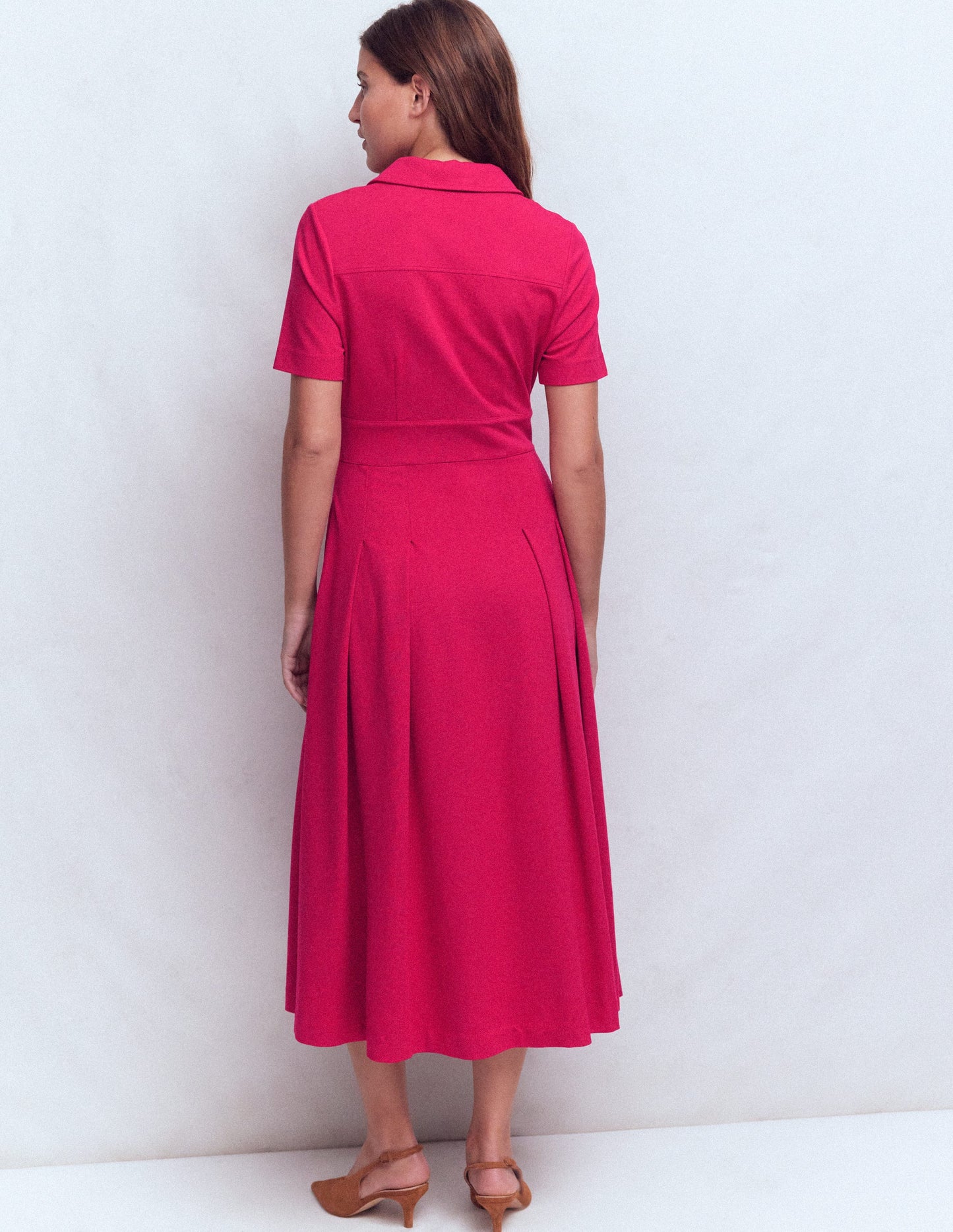 Bridget Ponte Shirt Dress-Pomegranate